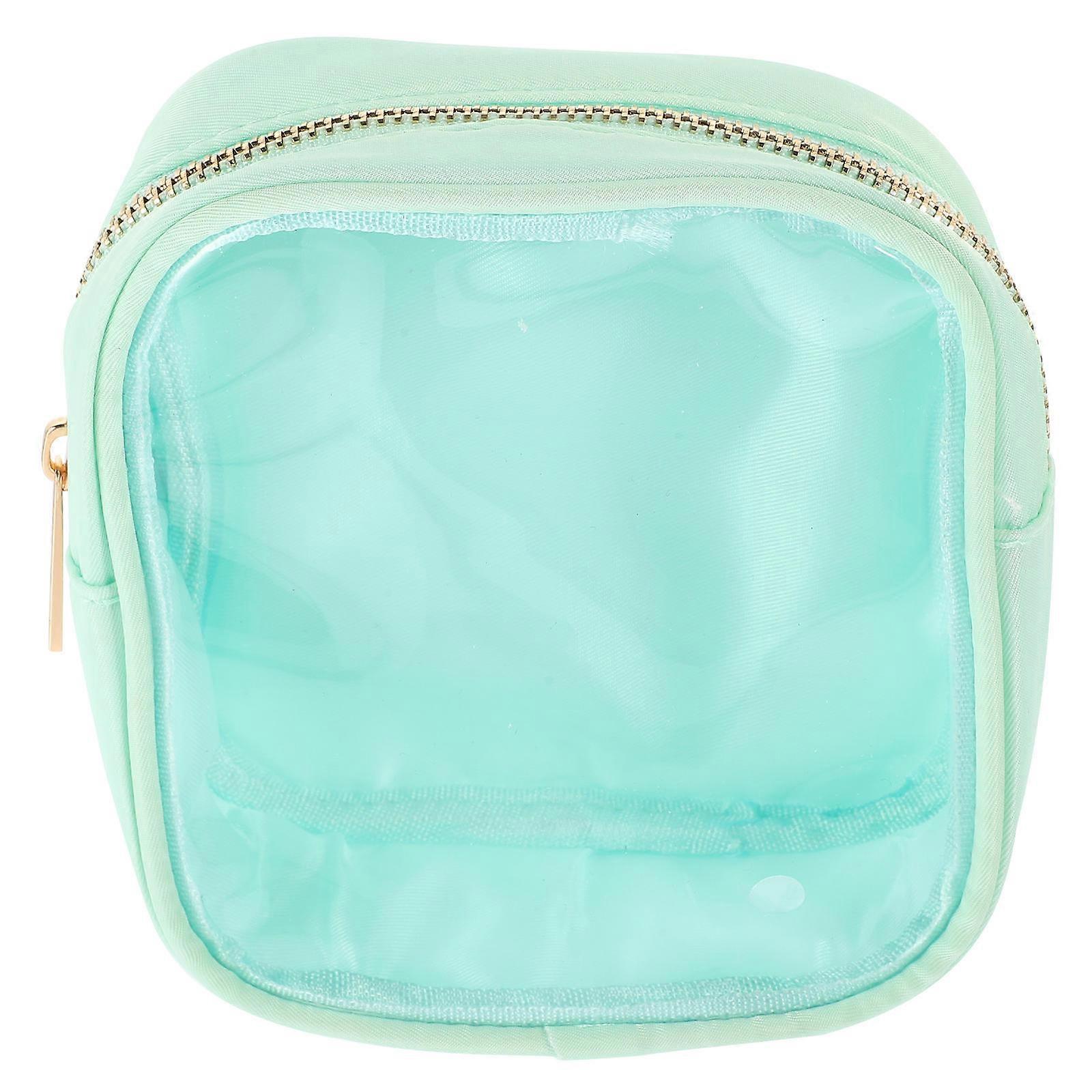 منظم مكياج السفر حقيبة مستحضرات تجميل واضحة للنساء تخزين محمول مع سحاب 14.00X14.00X4.00CM أخضر 1 مجموعة