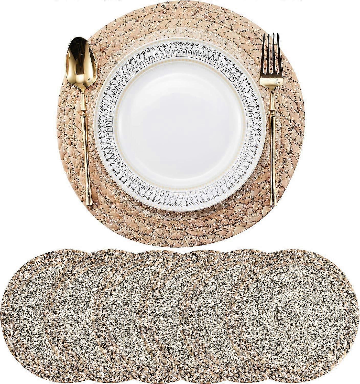 6 Set Boho Handmade Woven Placemats for Table Decoration