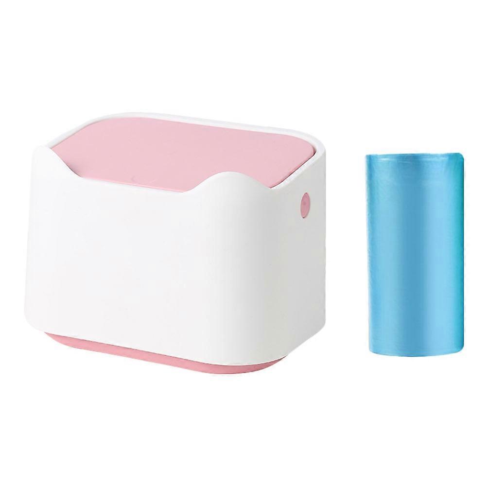 Press Type Desktop Trash Can With Lid Compact Countertop Garbage Bin For Bedroom Kitchen Office Dormitory Strong Bearing Capacity Odor Resistant