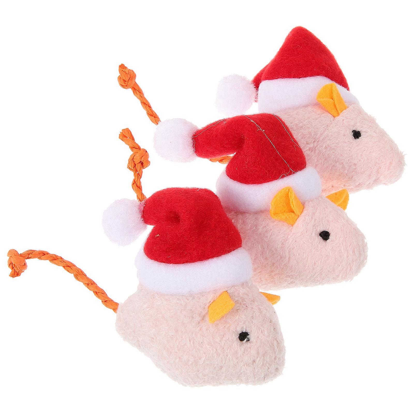 Cat Pet Toy Plush Xmas Mouse For Chewing And Scratching 3Pcs