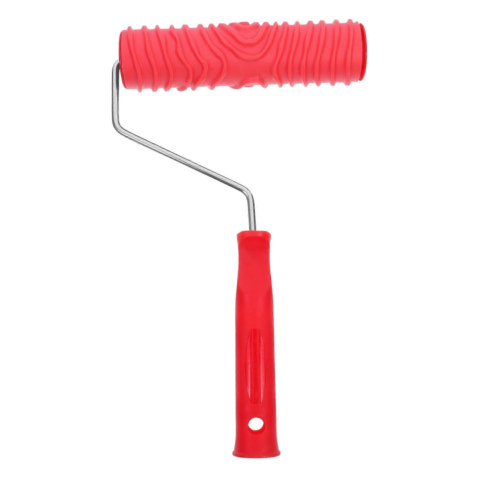 Textured Grain Pattern Rubber Roller for Wall Decoration - Embossing Paint Roller for Ceiling Texture, Red Gummy Design