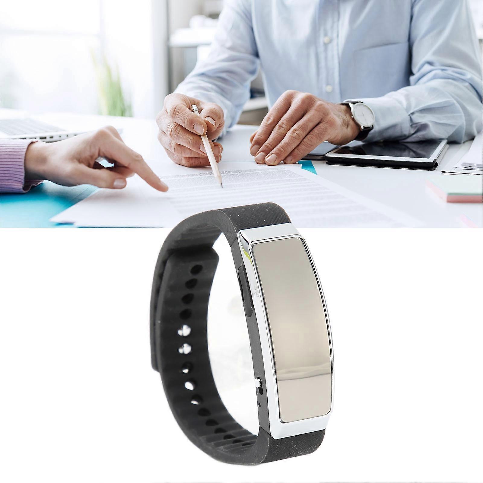 Recorder Watch HD Noise Reduction Voice Activated Rechargeable Music Player Recorder Wristband for Class Meeting Black 8GB
