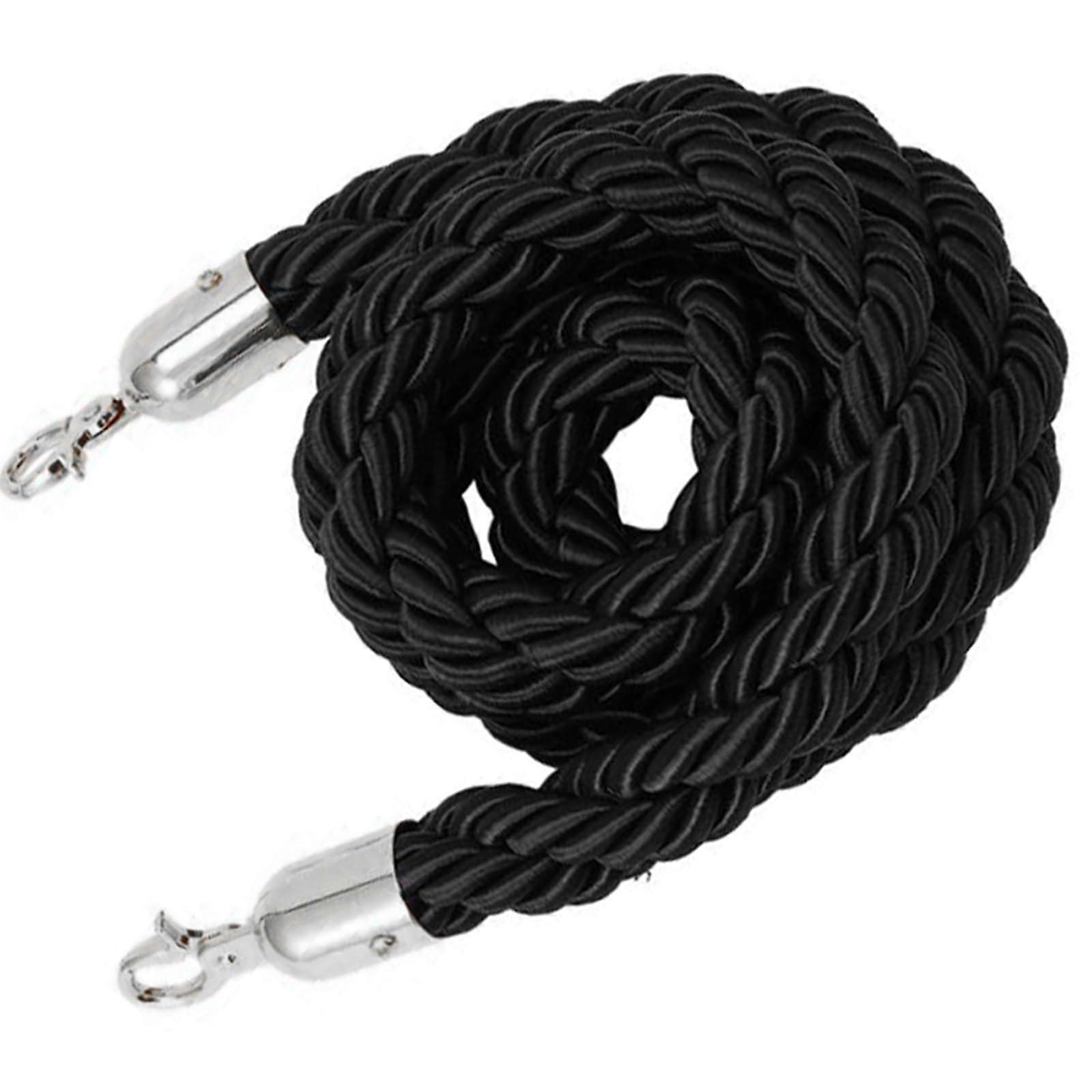 Queue Rope Barrier with Hooks, Nylon Crowd Control Rope, 3.35m/11ft Black