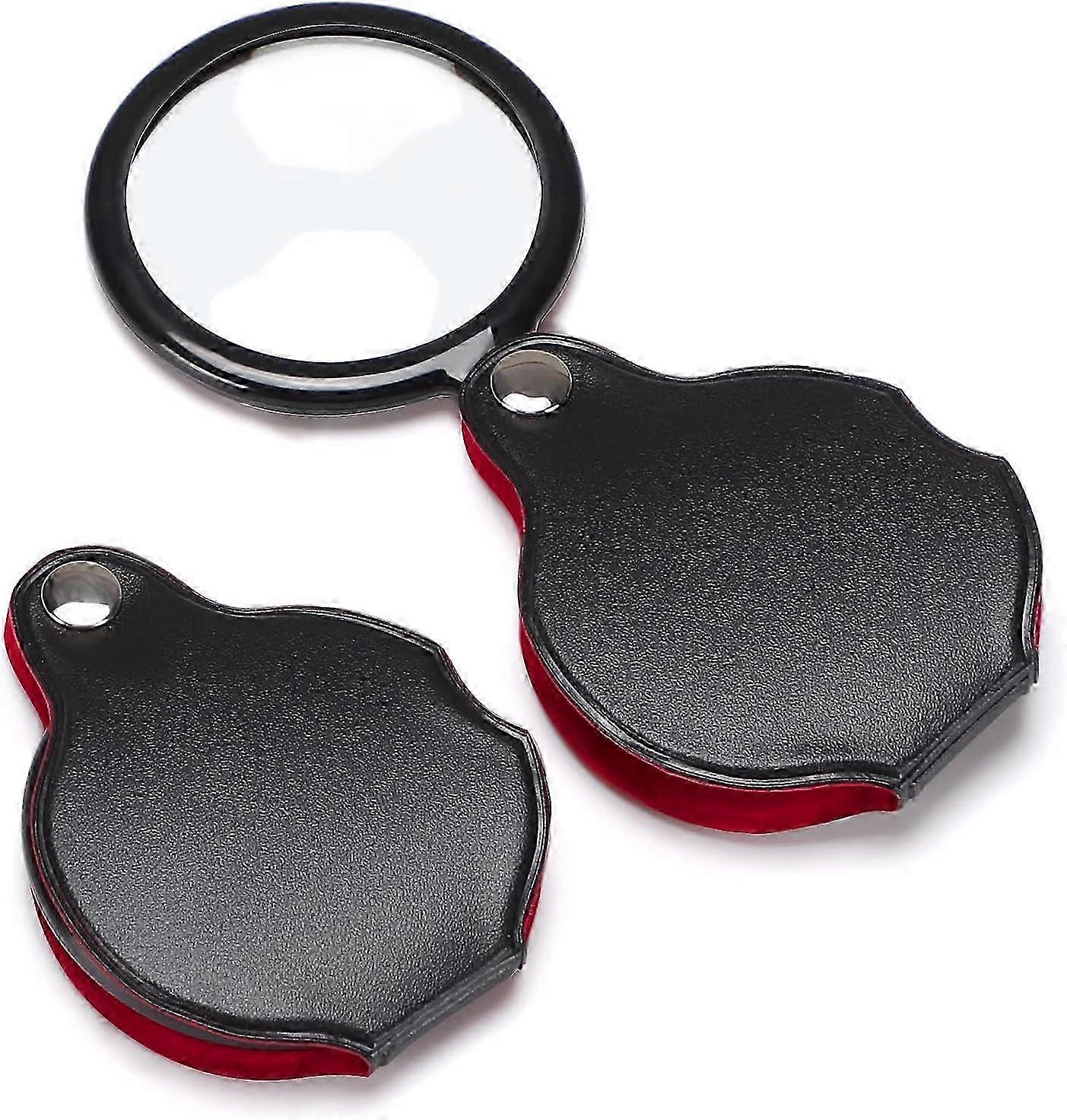 10X Small Magnifying Glass, 2 PCS Mini Pocket Magnifier with Rotating Protective Holster