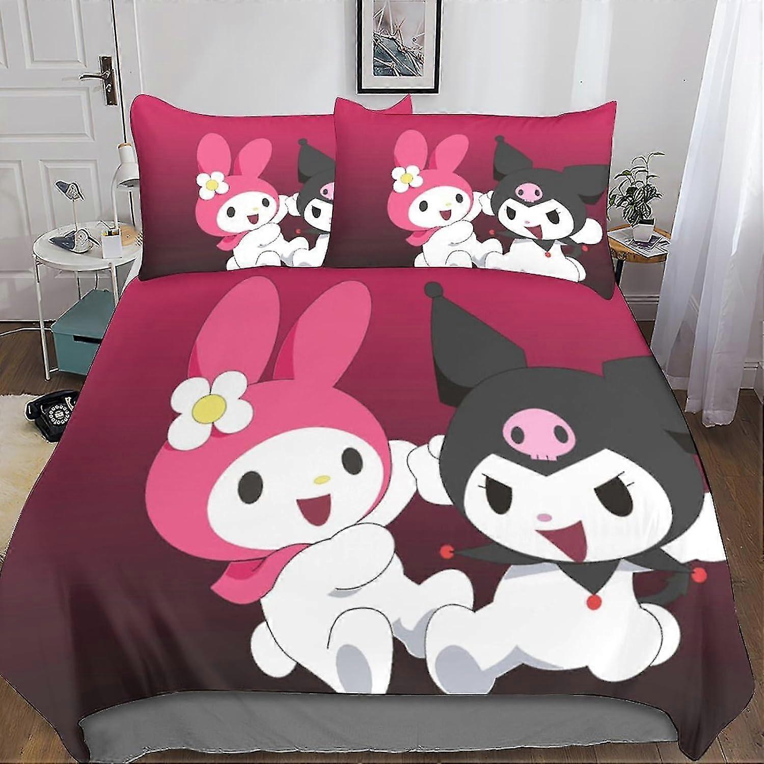 Cute 3D Printed Duvet Cover Set for Teens, Soft Microfiber Bedding with Zipper Closure, 3 Pieces