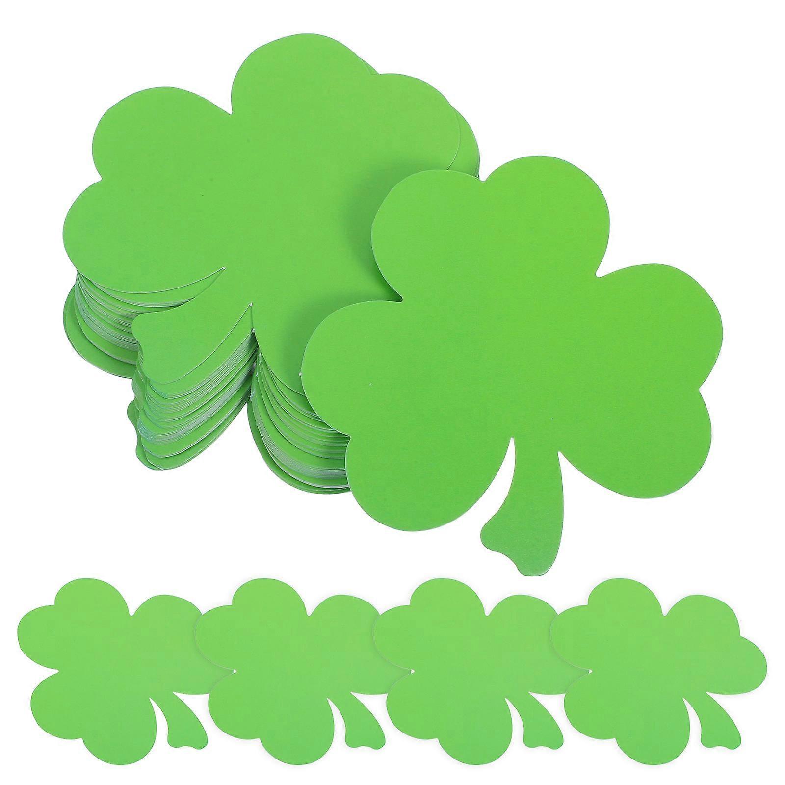 40pcs Shamrock Paper Cutouts with Adhesive Dots for St. Patrick's Day Classroom, Office, and Party Decorations – Lightweight DIY Wall Decor