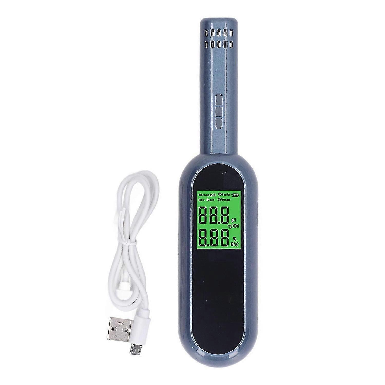 Breath Alcohol Tester High Accuracy LCD Display Sound Light Alarm Rechargeable Portable Alcohol Detector