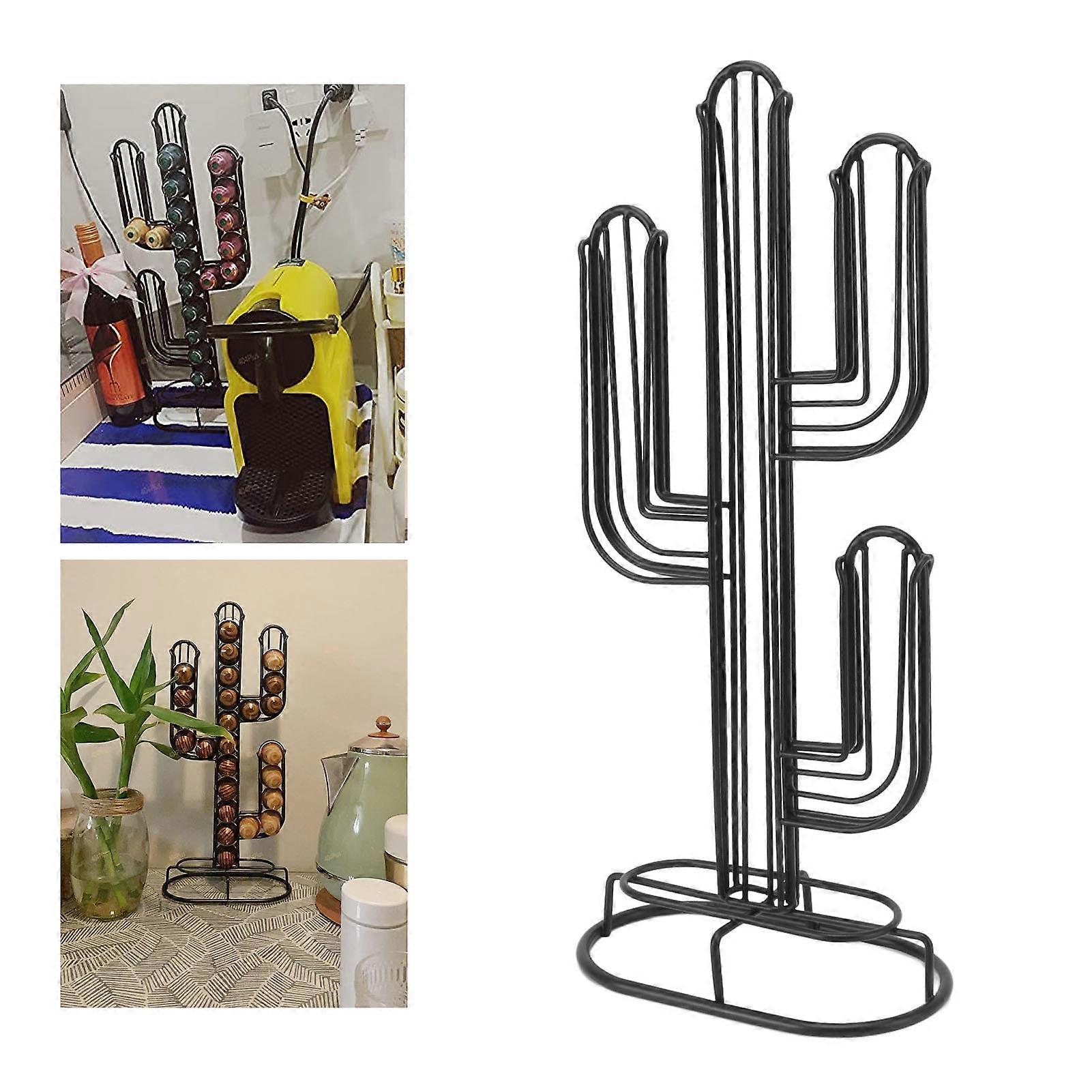 Κάκτος σχήμα Pod Holder Home μαύρο σίδερο κάψουλα καφέ κάψουλα αποθήκευσης Stand Organizer κατέχει 48 κάψουλες καφέ