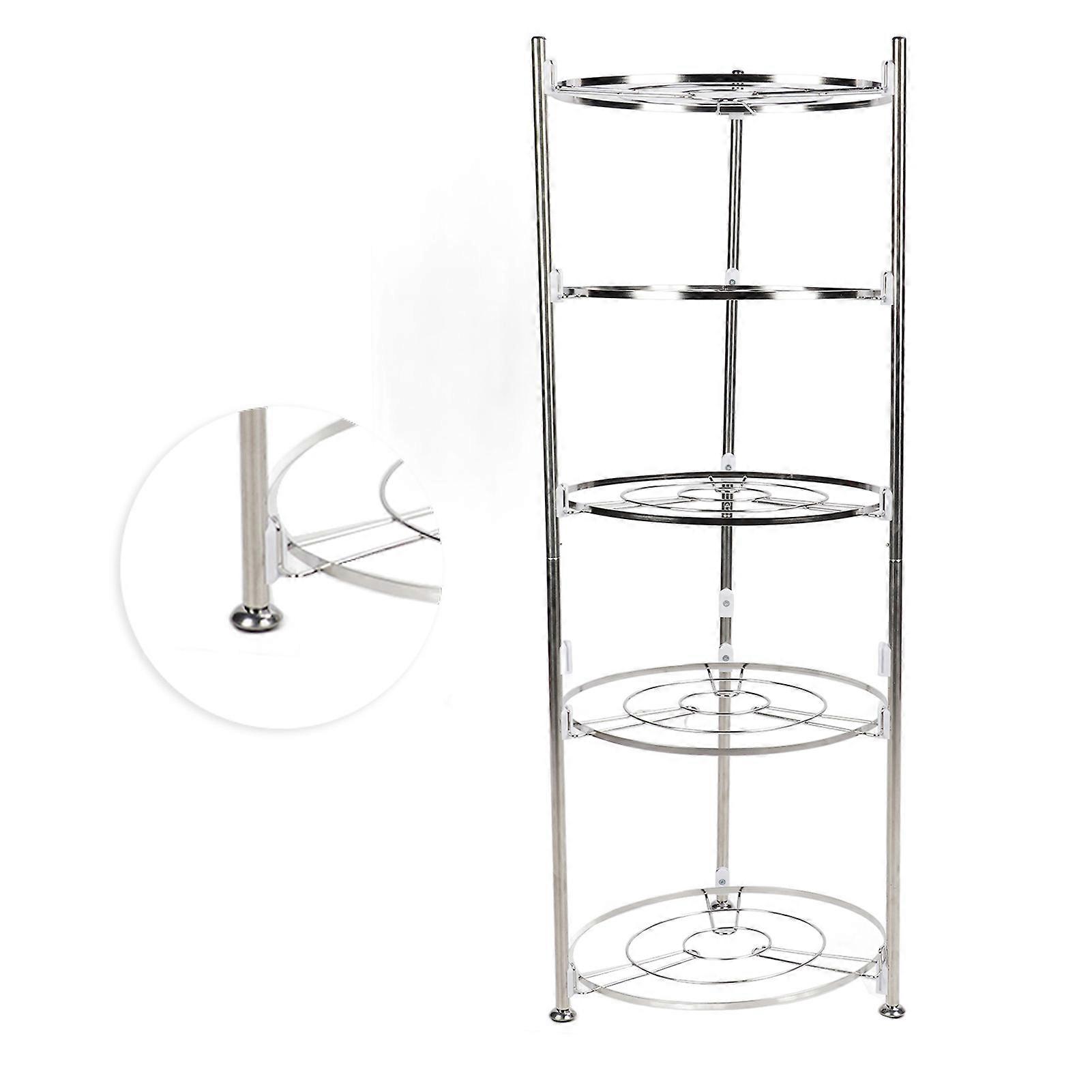 5 Tier Kitchen Pot Rack Stainless Steel Cookware Stand Storage Organizer Multi Layer Corner Shelf Stand