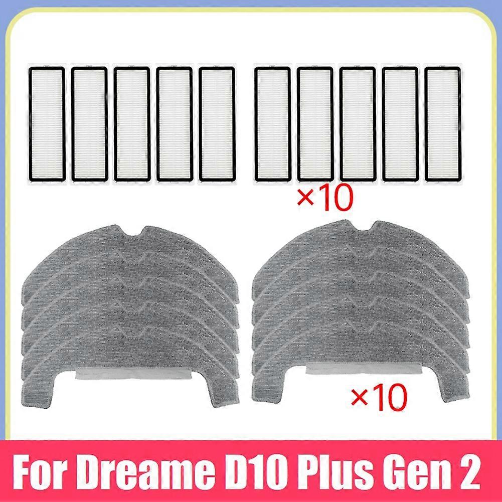 Hepa Filter+Mop Cloth Kit for Dreame D10 Plus Gen 2 RLD32GD 10PCS Hepa Filter+Mop Pad Replace Parts Accessories