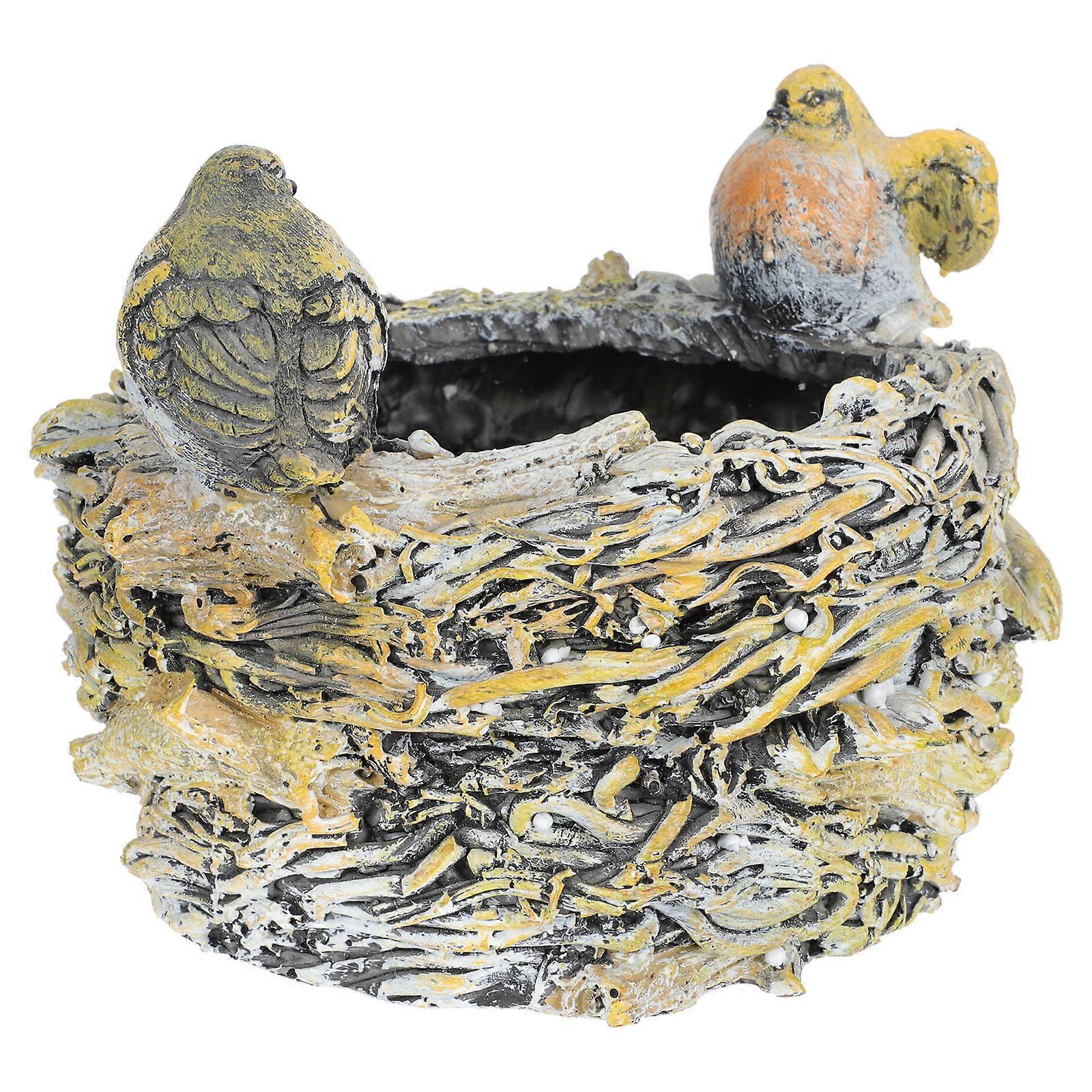 Cartoon Garden Planter Resin Bird Nest Shape Flower Pot 1 Set