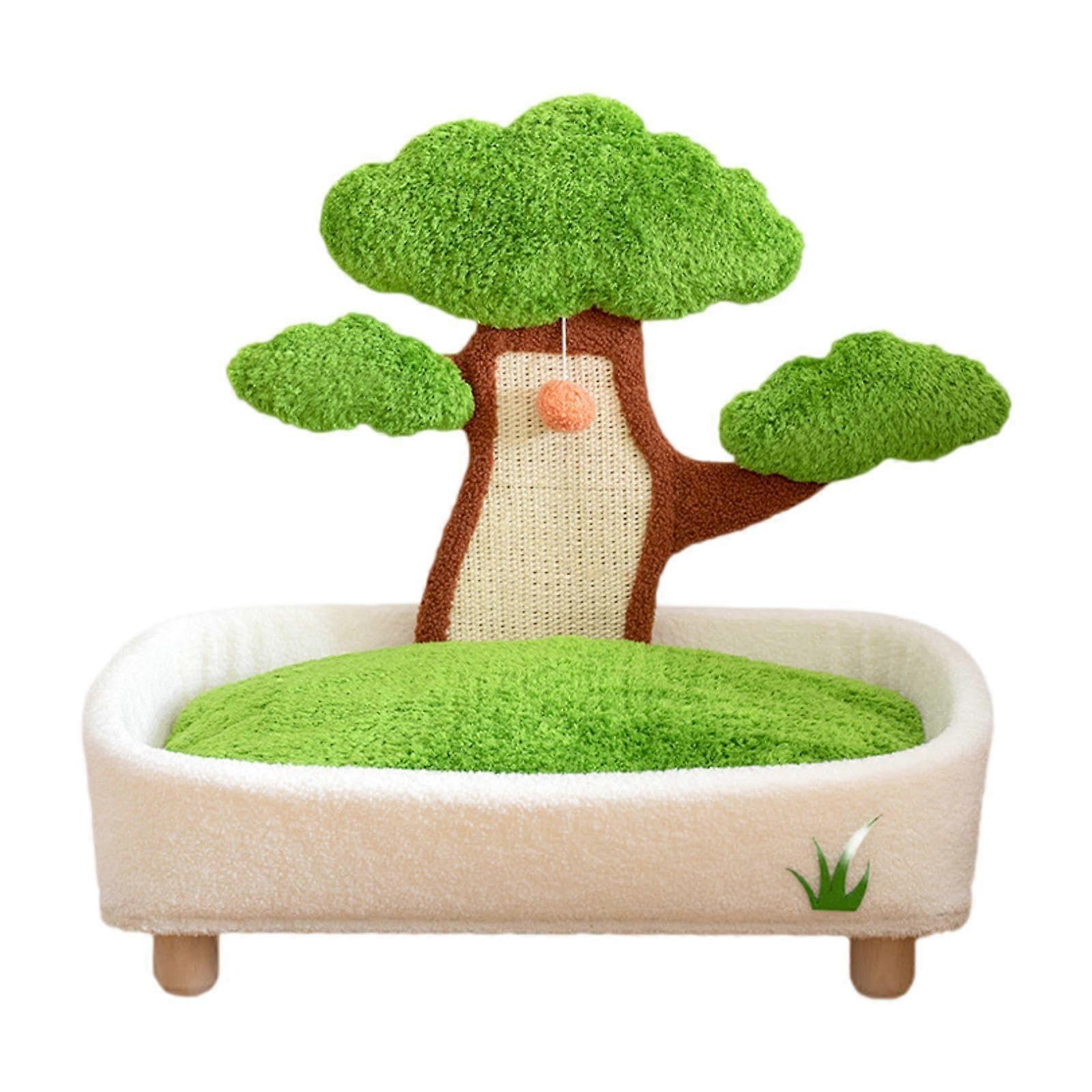 2in1 Cat Scratcher with Bed Bonsai Cat Bed and Scratching Toy for Training and Sleeping, with Wooden Legs