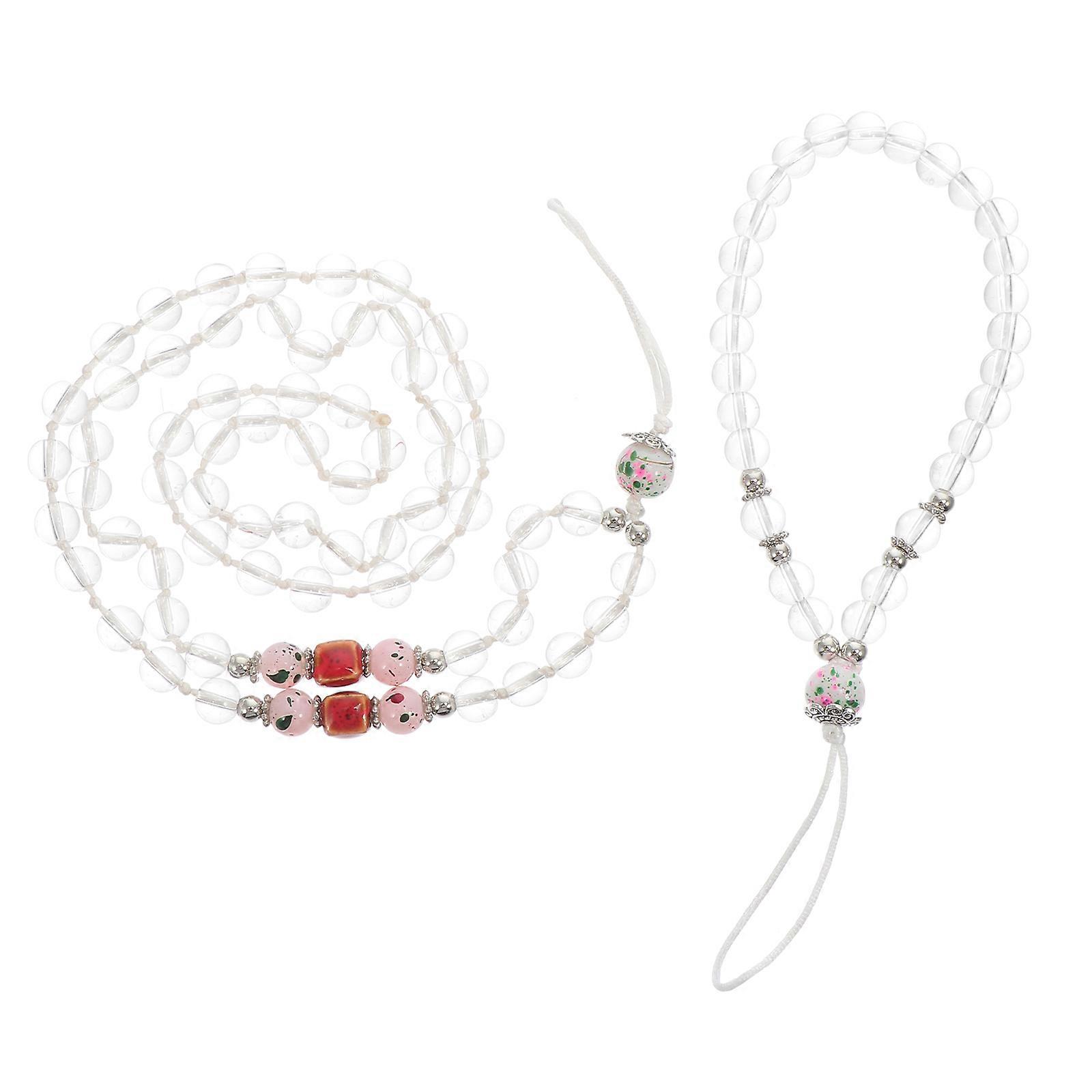 2Pcs Crystal Phone Lanyard Made of Synthetic Material for Decor Assorted Color