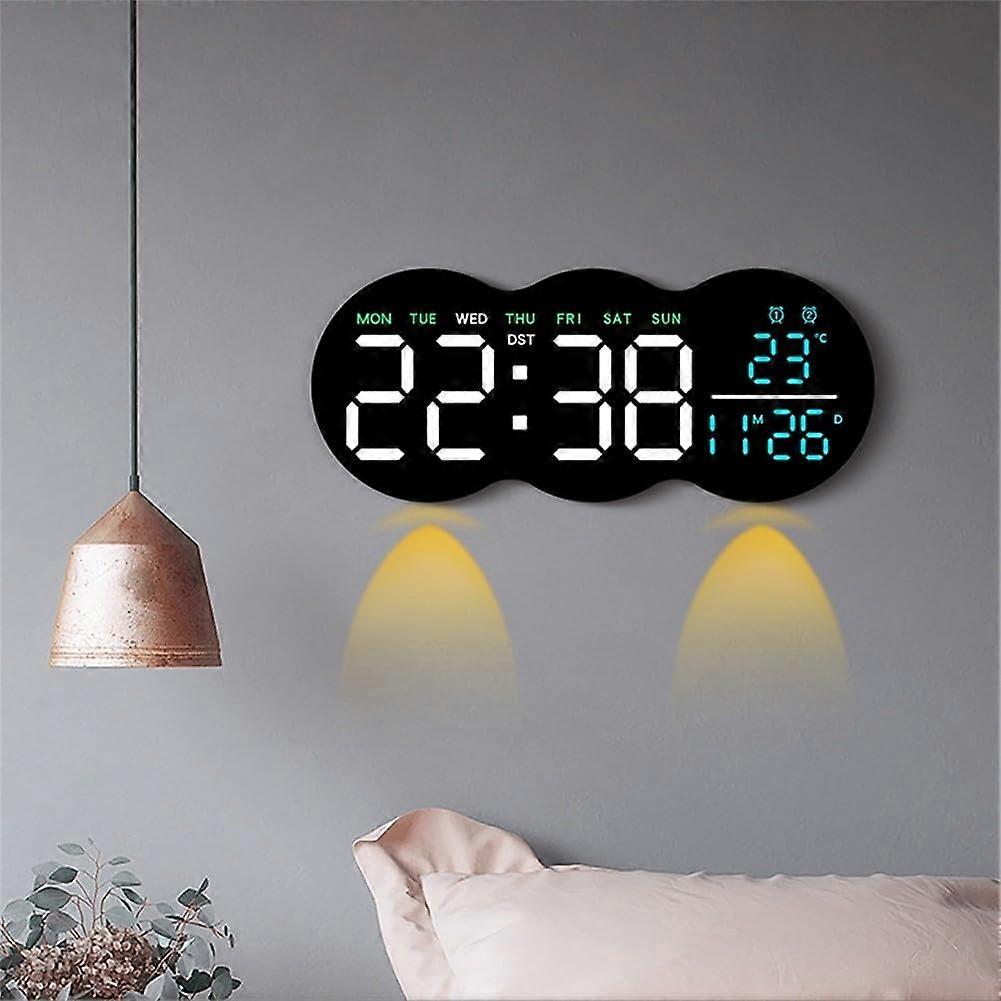 Digital Clock with Ambient Light and Remote Control, Countdown Timer, Dual Alarm Functions, Tricolor Display