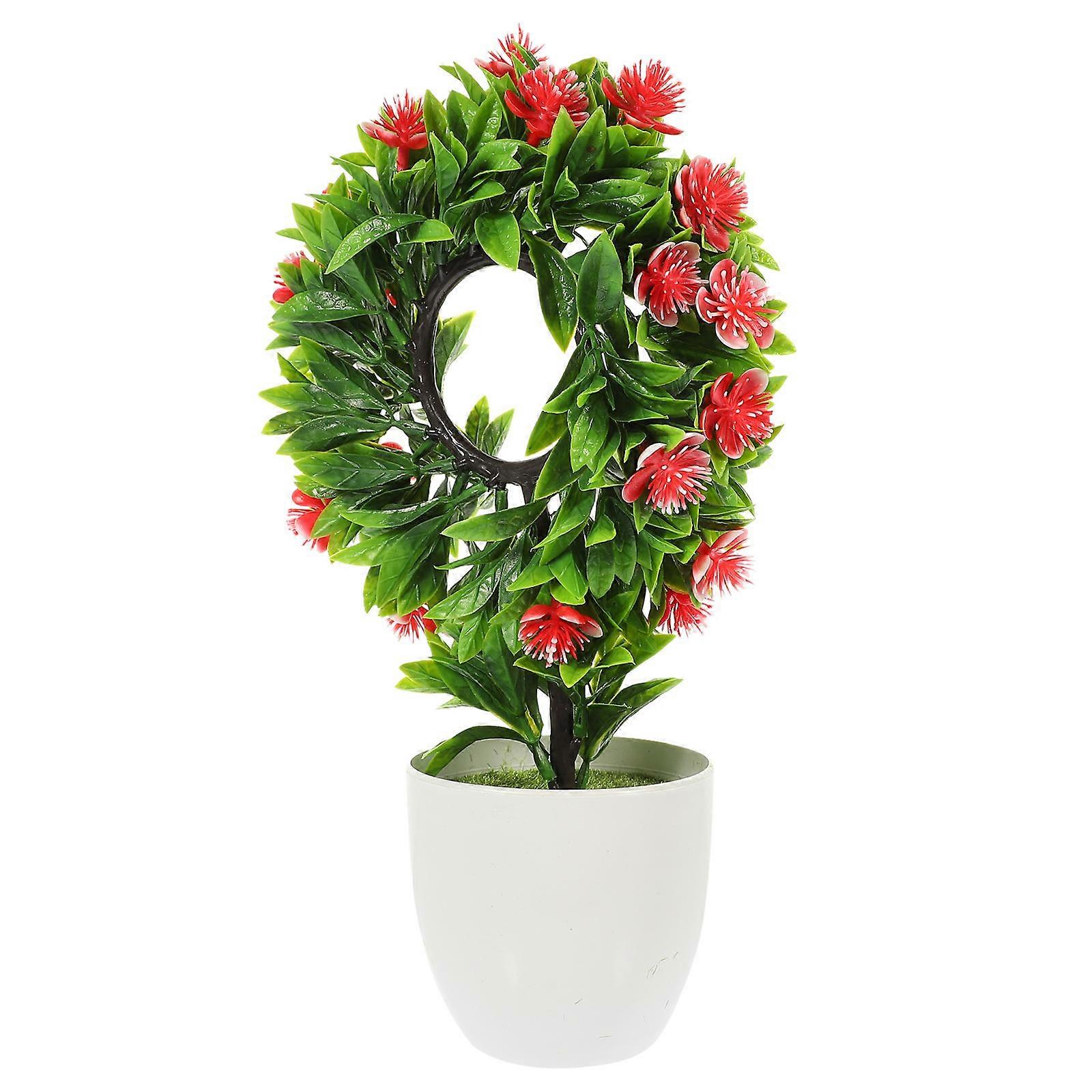 Desktop Artificial Flower Bonsai Ornament No Watering 11.40X7.86X2.75in 1Set