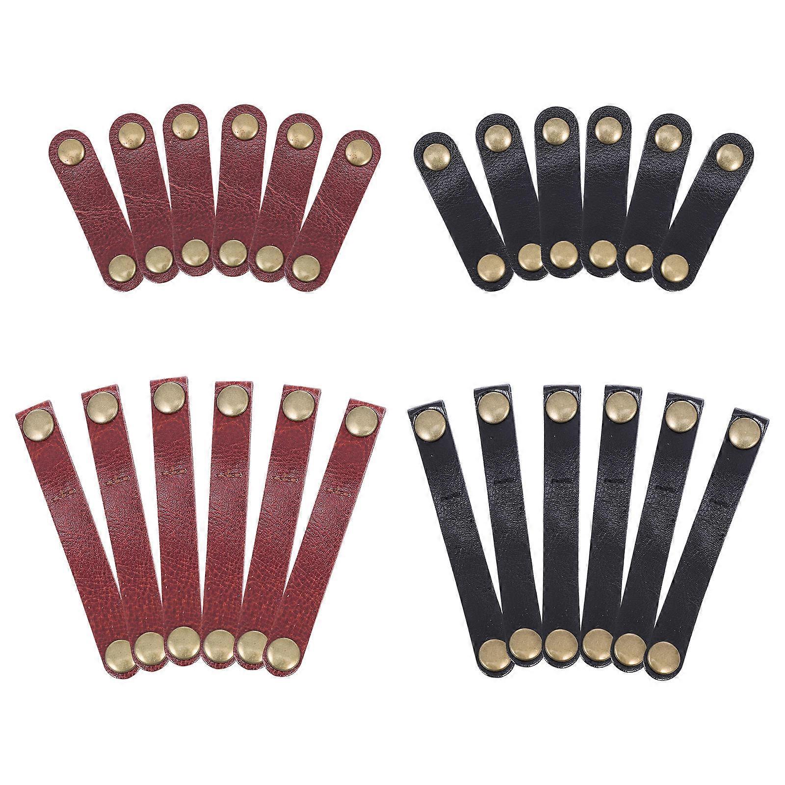 24PCS Cowhide Cable Straps Flexible & Durable Cord Organizers for Earphones, Chargers, and Wire Management Perfect for Desktop & Travel Use