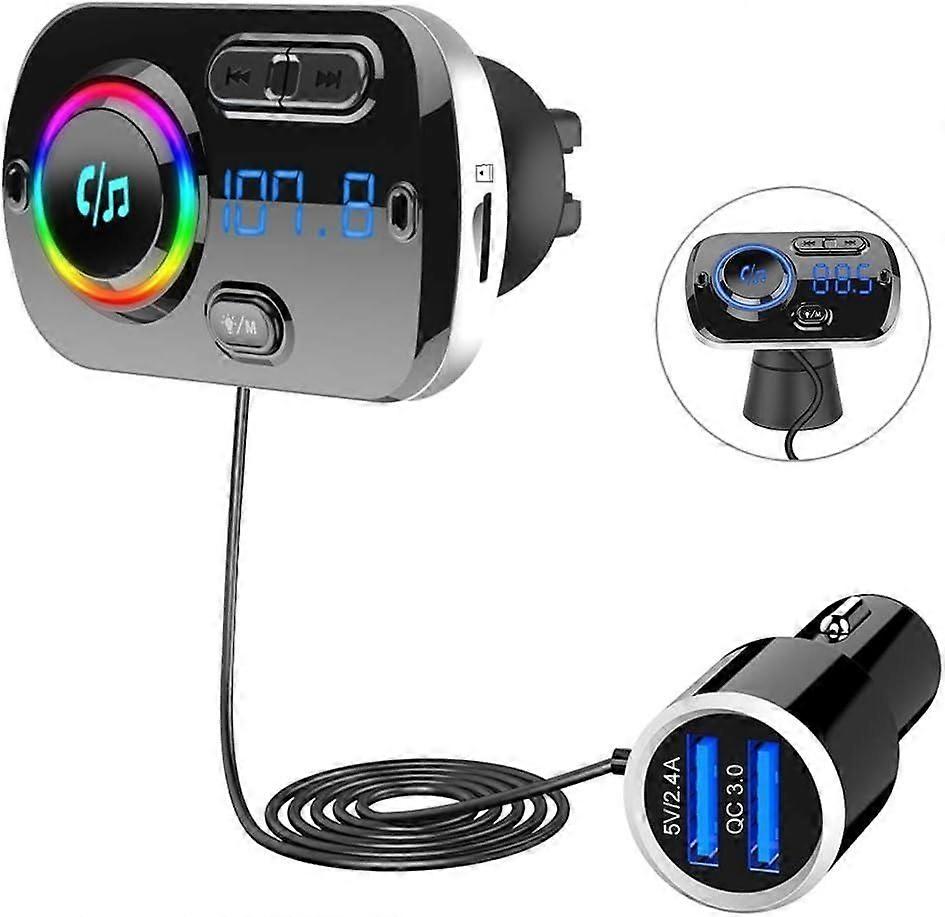 Bluetooth 5.0 FM Transmitter, Car Bluetooth Radio Adapter Hands-Free Car MP3 Player Kit