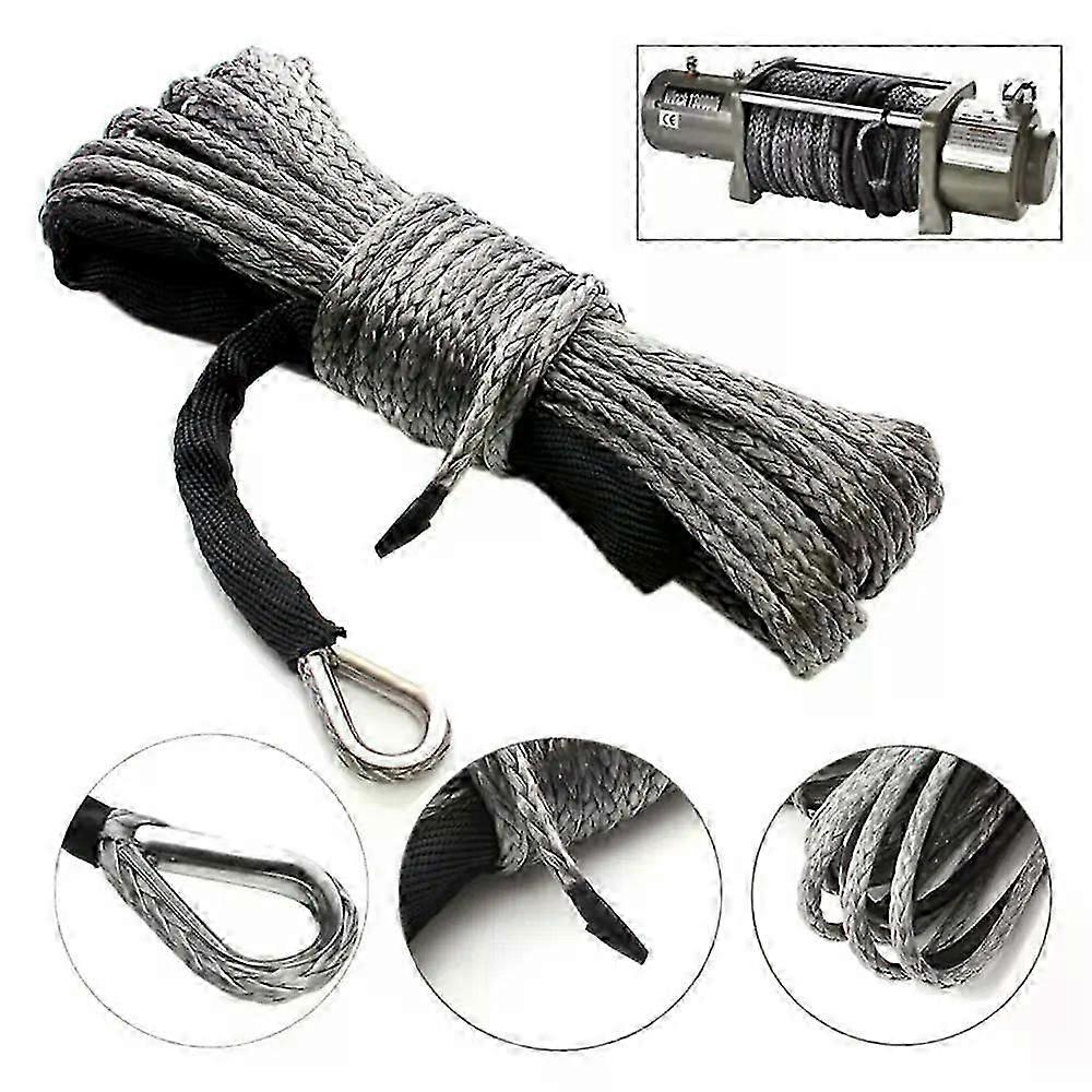 Gray Winch Rope String Line Cable With A 50 Cm Nylon Sheath 15m*5mm High Strength Synthetic Winch Towing Rope Fit For  SUVs ATVs