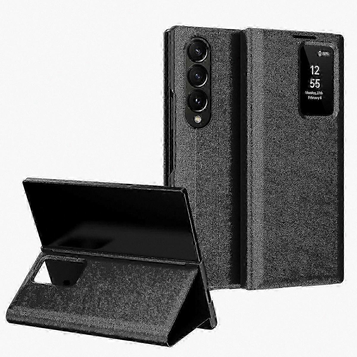 PU Leather Case with Card Holder and Smart View Window for Phone