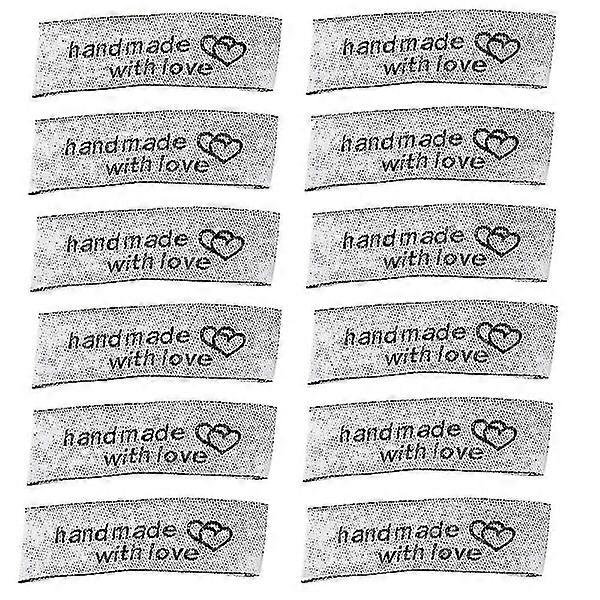 120 pcs fabric labels handmade folded labels heart pattern handmade label