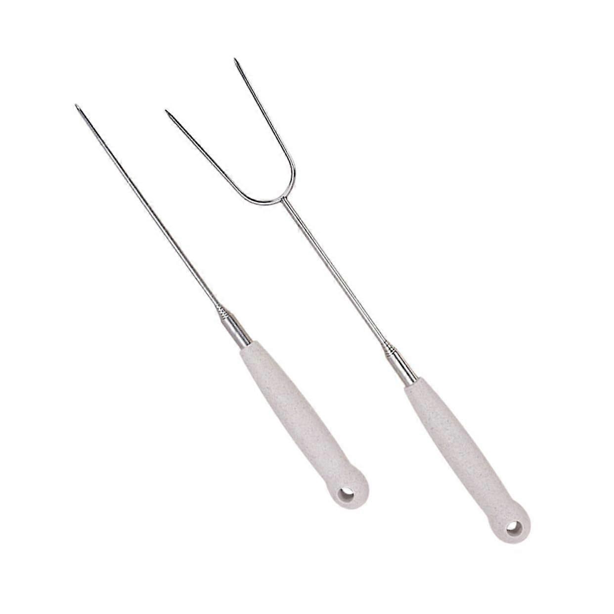 Retractable Grill Holders For Barbecue Utensils U-Shape Plate Skewers Stainless Steel Light Grey Pack Of 2