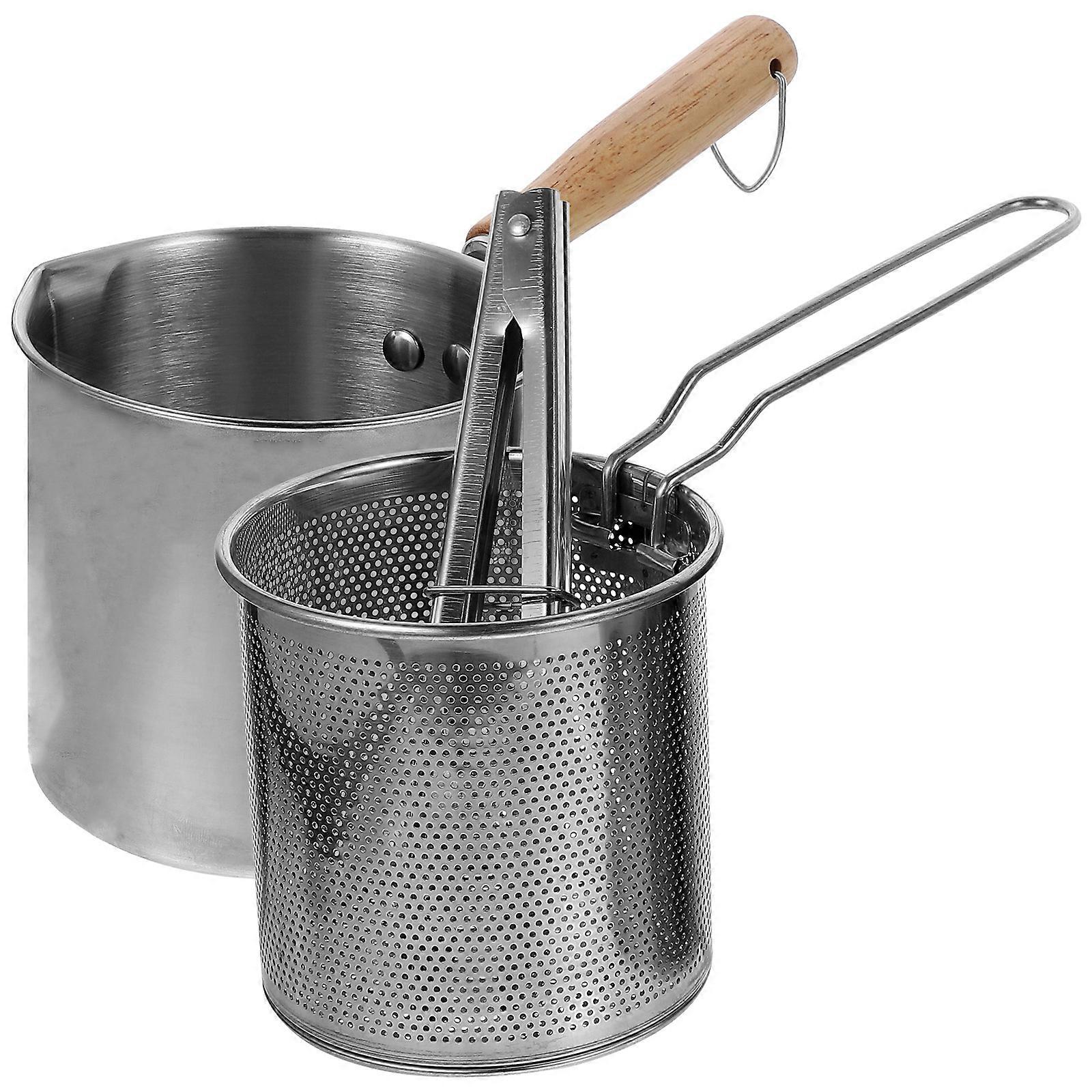 Stainless Steel Deep fryer Pot with Food Tong Safe Handle Design for Storage Silver