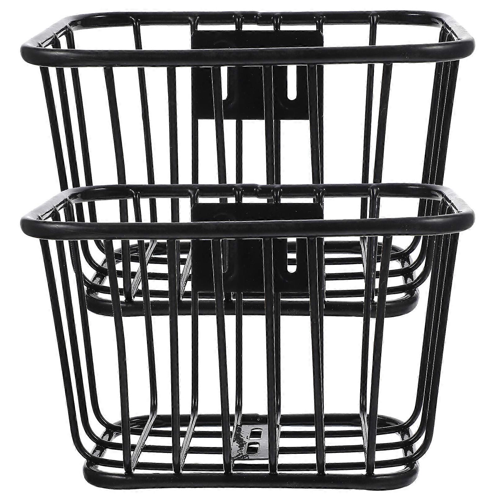 Bike Handlebar Basket Metal Detachable Storage For Bicycle Ride Rectangular Shape 2Pcs