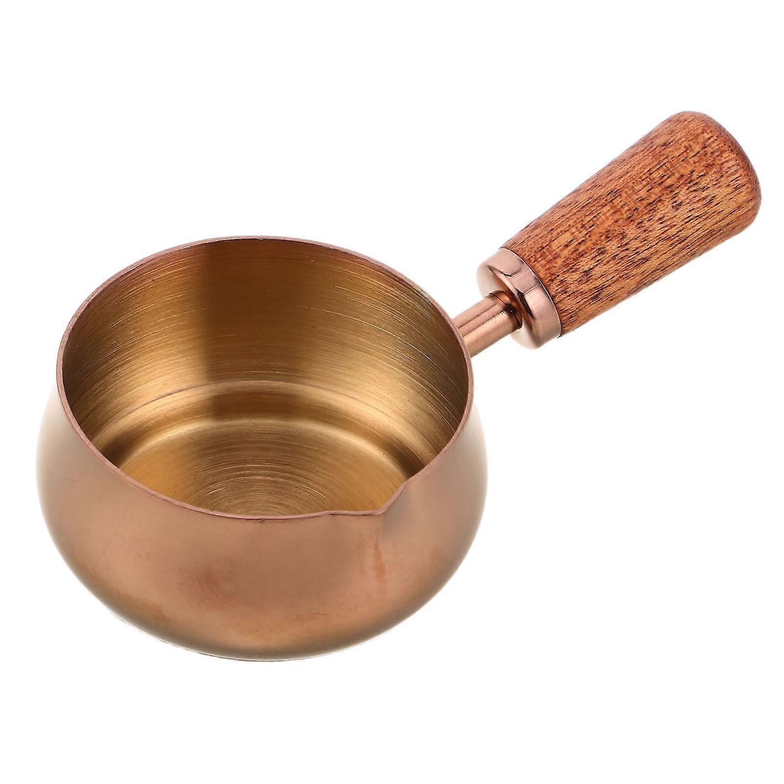Stainless Steel Sauce Cup Small Condiment Ramekin with Wooden Handle for Dressings, Gravy, Maple Syrup, Seasoning – Easy Clean Dish for Home,