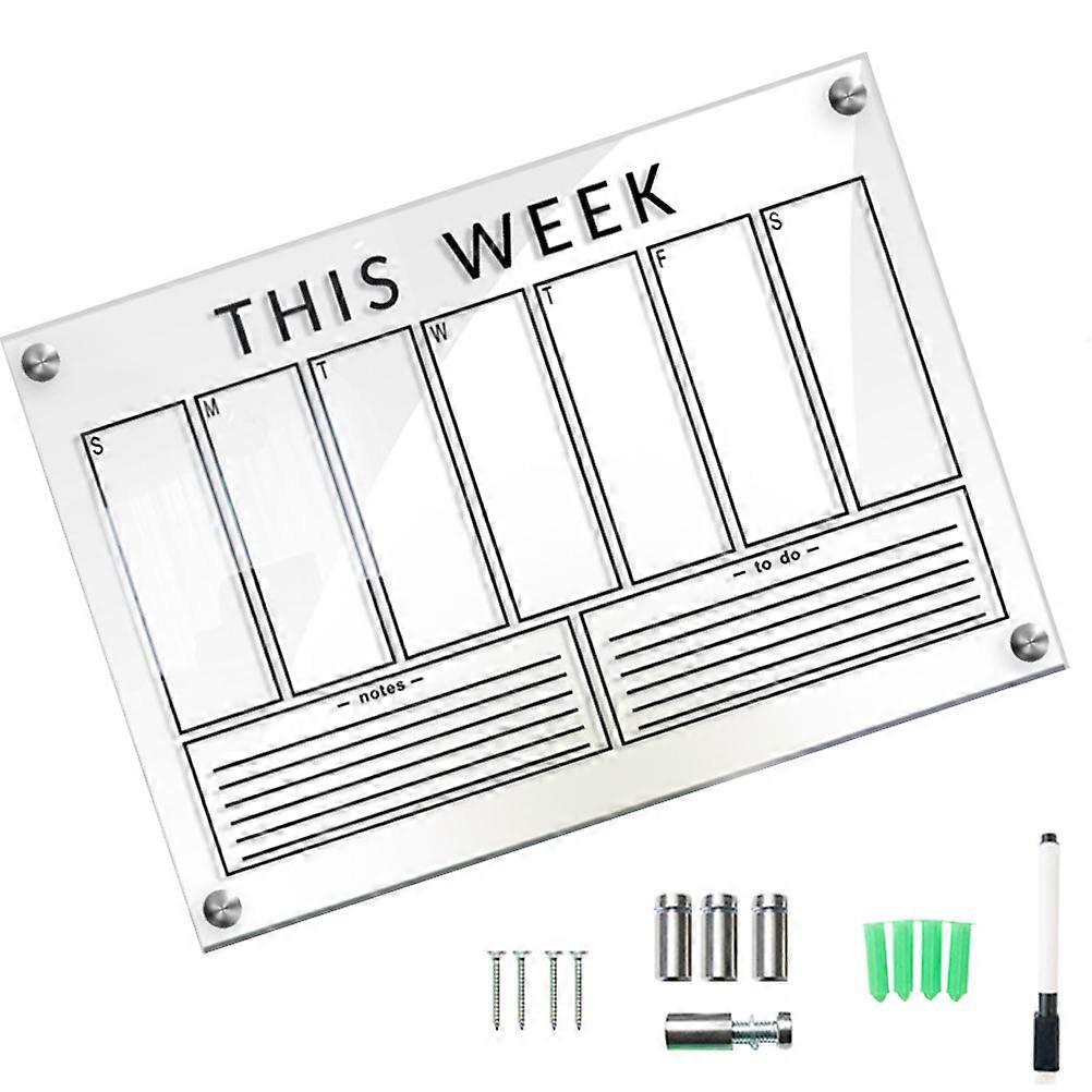 Clear Acrylic Hanging Memo Board with Dry Erase Surface, Reusable Transparent Writing Sign for Office or Home, Includes Pushpins and Whiteboard Marker