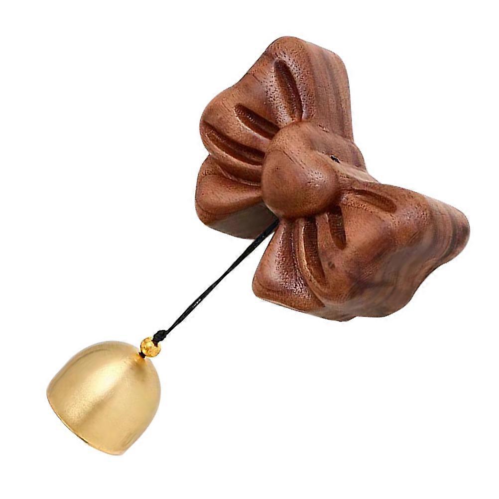 Light Brown Wooden and Copper Hanging Door Bell Wind Chime for Decoration with Unique Japanese Style Design