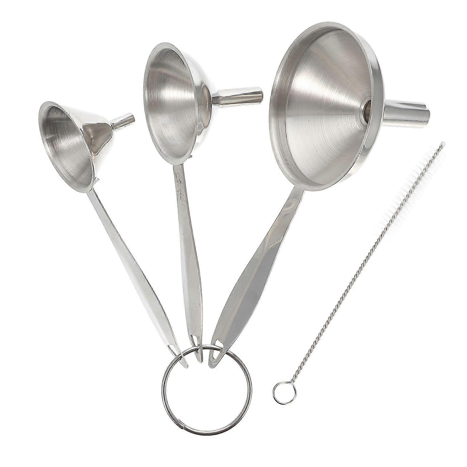 3pcs Edelstahl Trichter Trichter Edelstahl Trichter Wein Trichter Filter mit Bürste