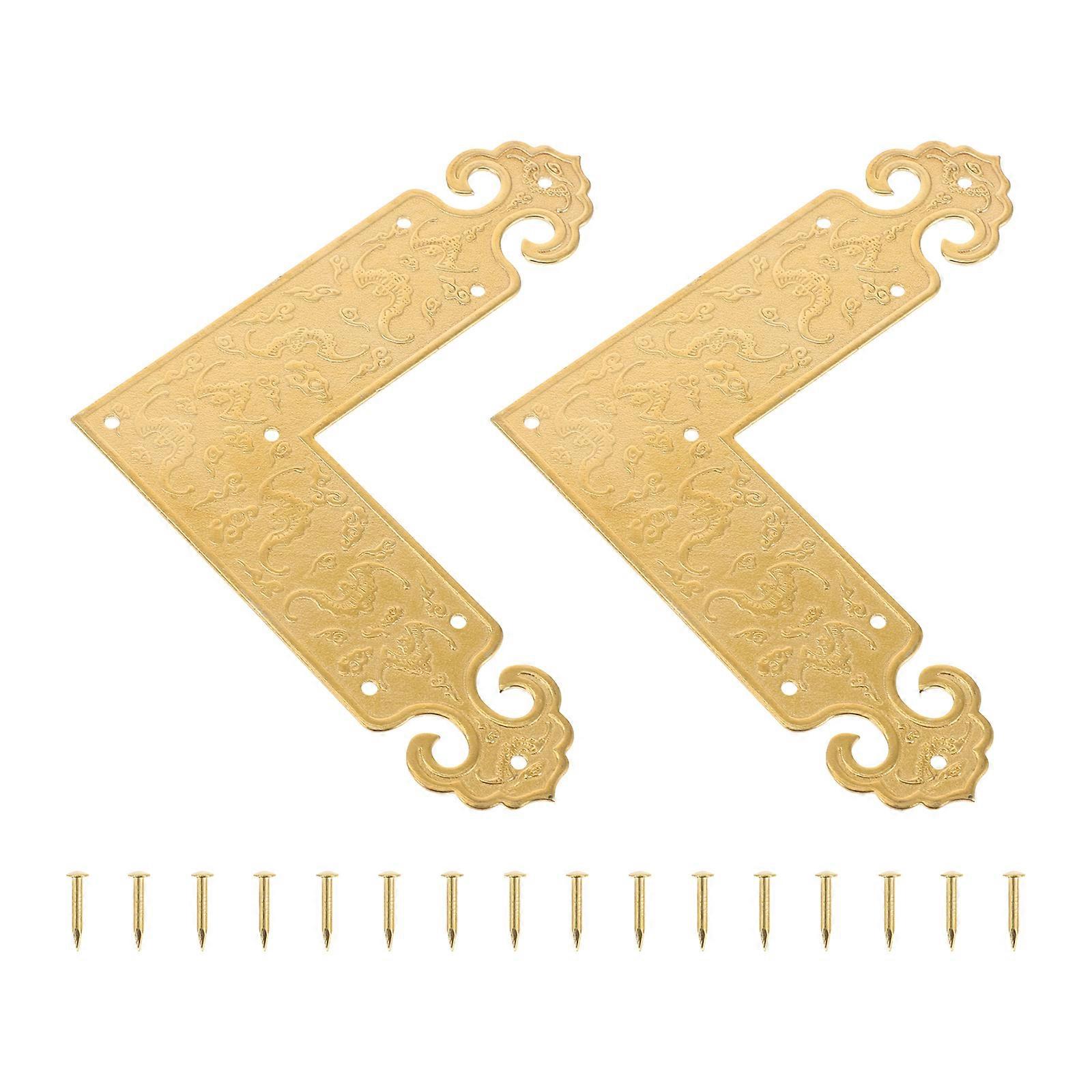 2Pcs Messing dekorative Eckenschützer Vintage geprägte Möbel Eckenschützer