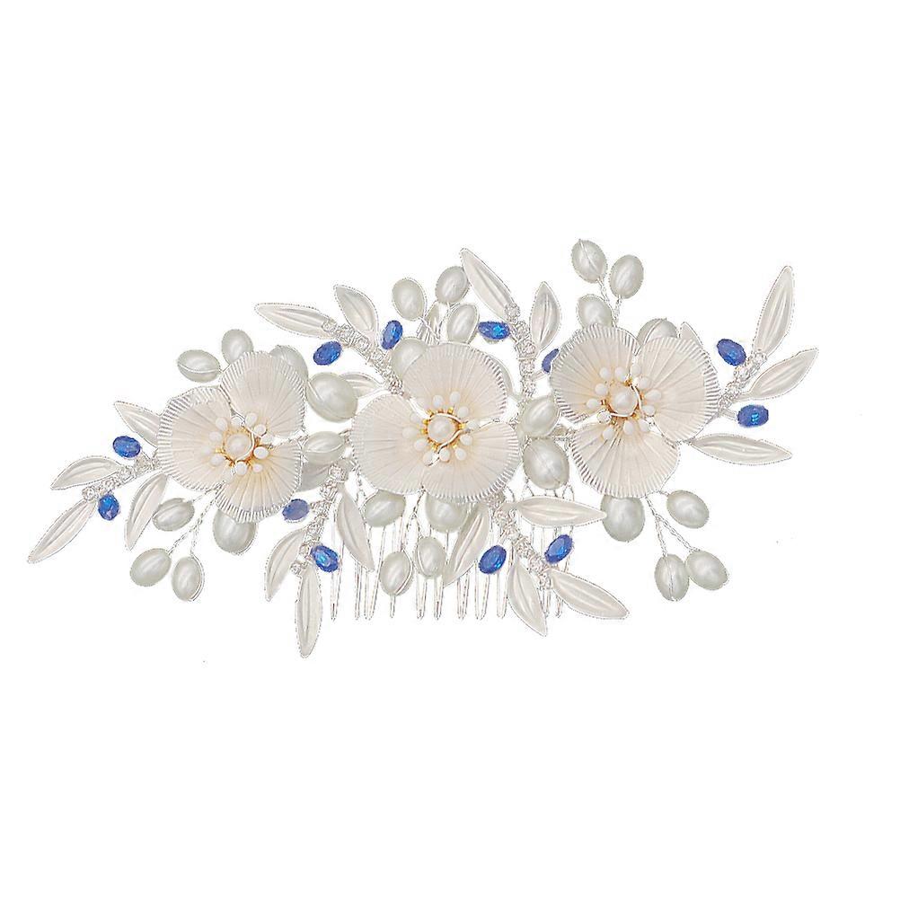 Pearl Flower Hair Comb for Wedding Decoration Silver Bridal Accessory 1 Piece