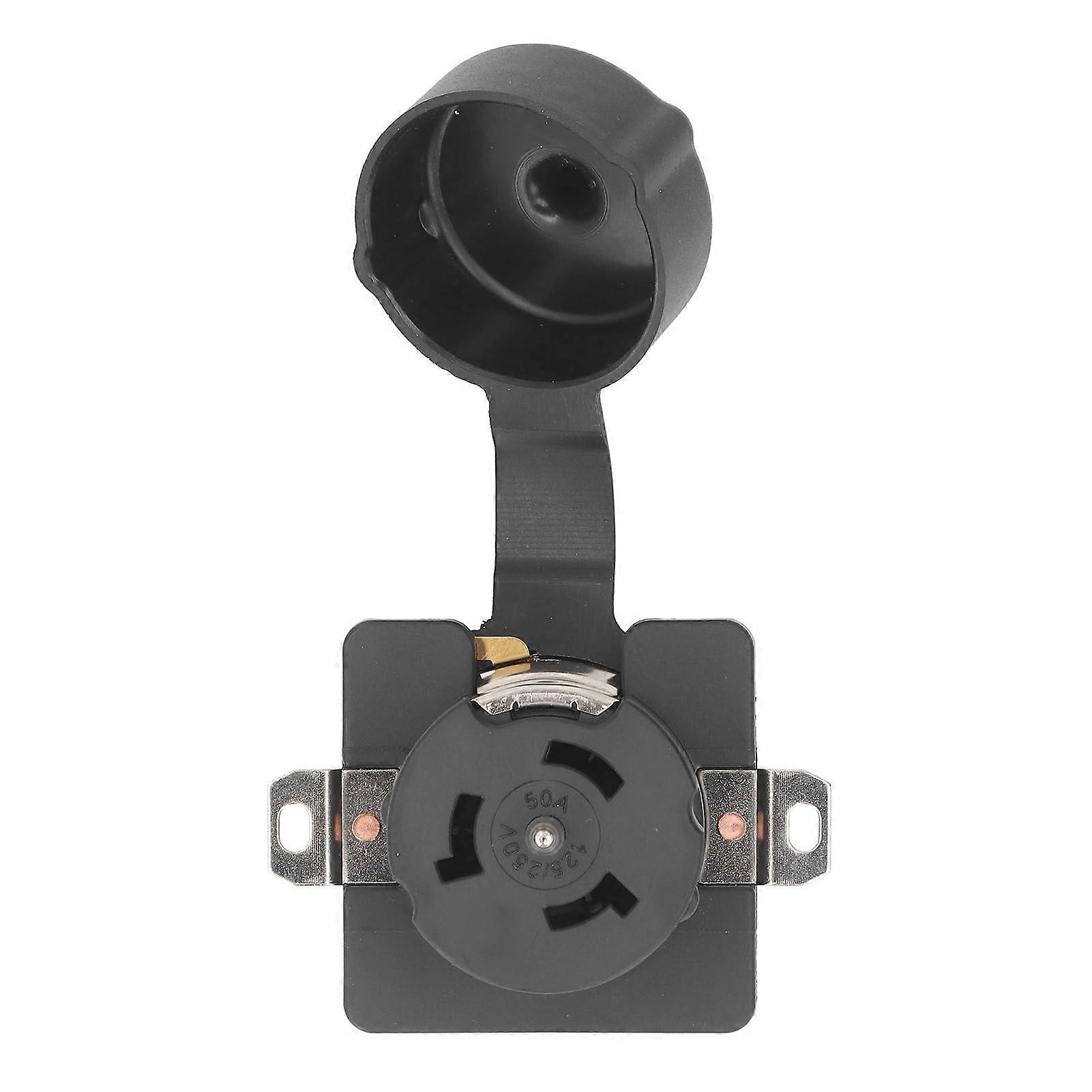 125 50 Amp 125/250 AC 3 Pin 4 Wire Type with Grounded Plug SS250R Socket with Lock 12500 Watt ETL Certified ED512R with Protective Socket Cover