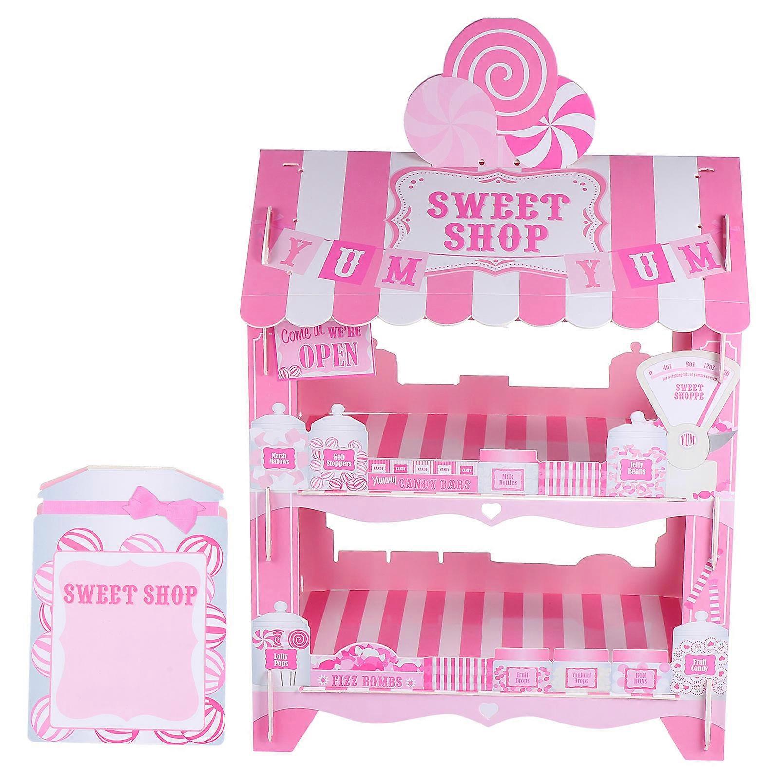 Cake Display Stand Double Layer House Shaped Paper Material 30.50X18.50X37.20cm Perfect For Events 1Pack