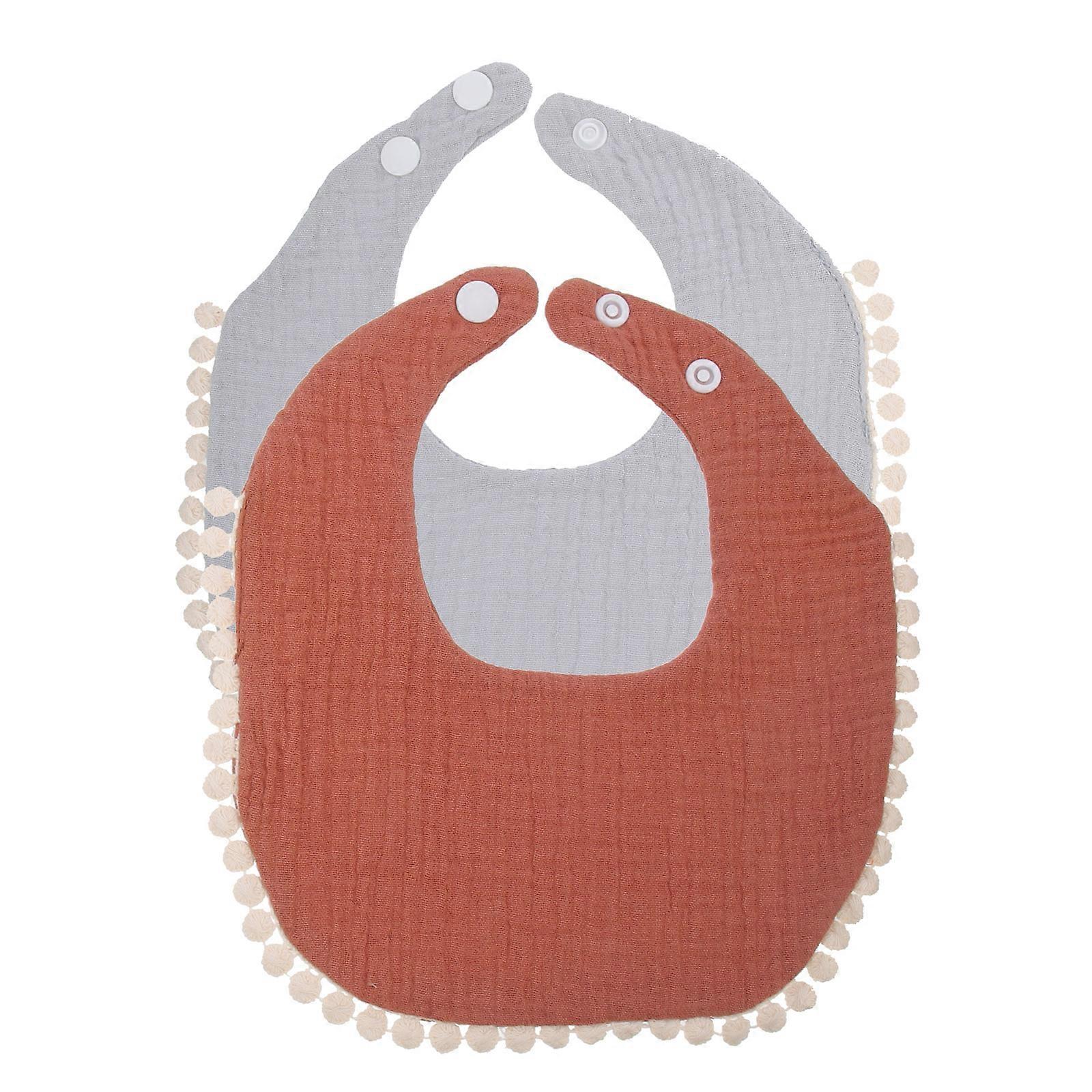 2Pcs Toddler Bibs For Babies Cotton Saliva Absorbent Crumpled Bibs Simple Design Assorted Color