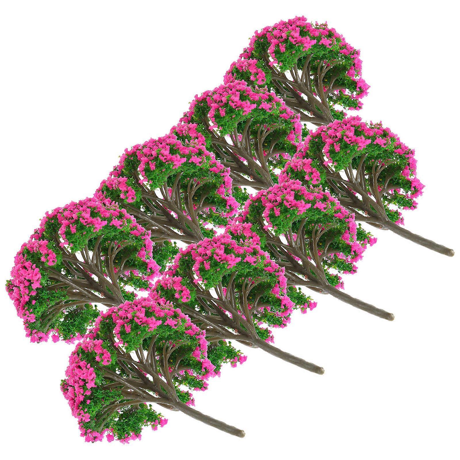 Rosy Artificial Model Trees for Sand Table and Miniature Landscaping 10pcs Synthesis Material