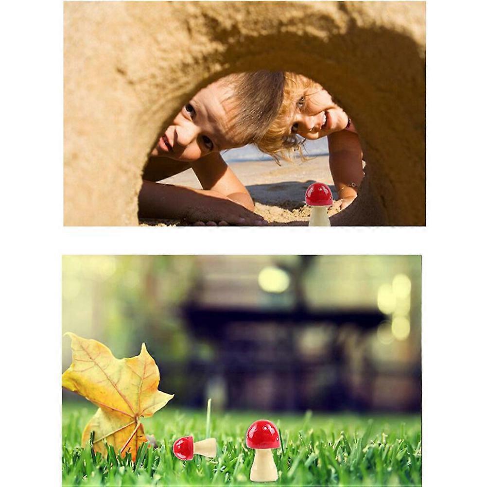 Artificial Mushroom Statue Miniature Garden Ornament Perfect For DIY Landscaping 6 Pcs With Red Color