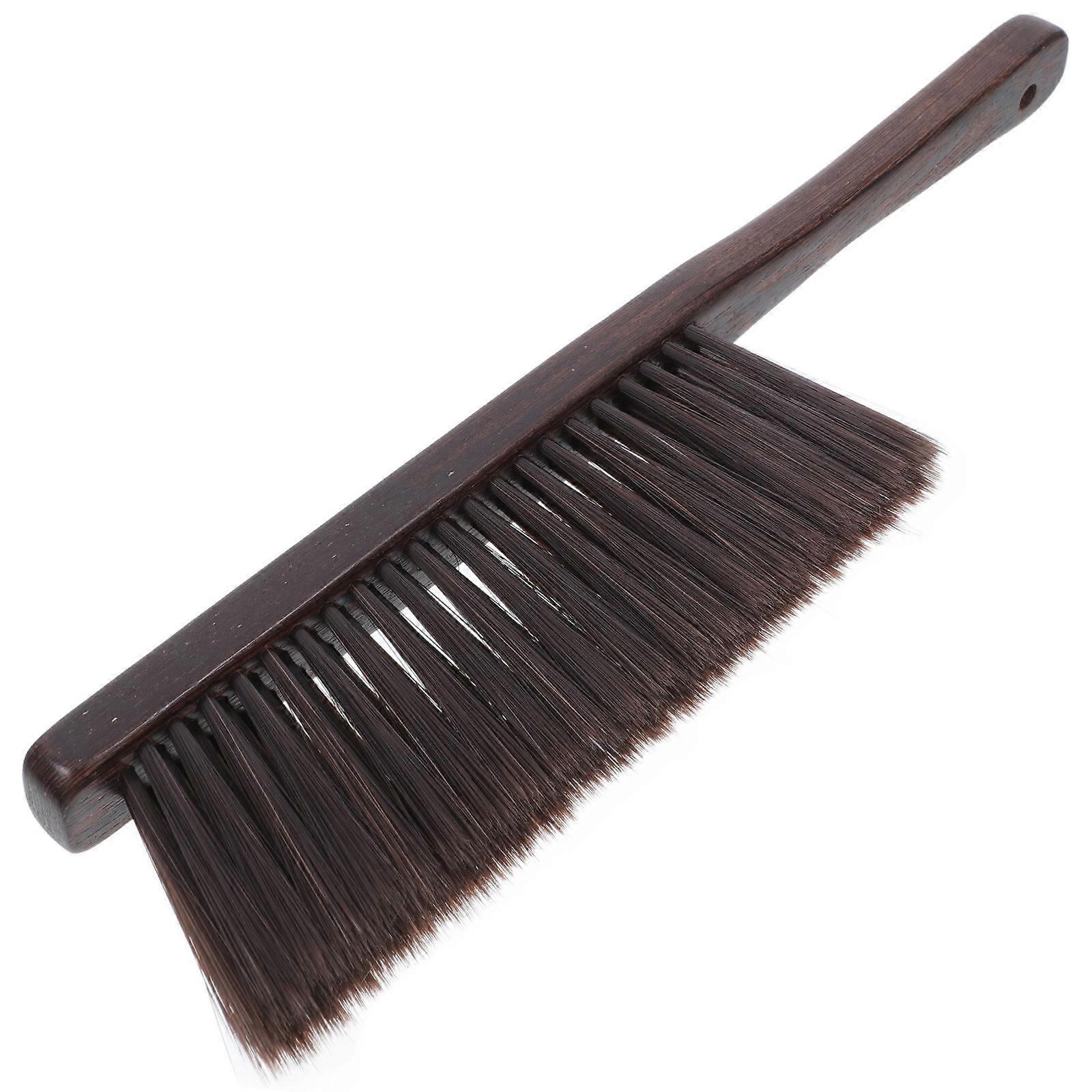 Wooden Whisk Broom For Sofa Bed Furniture Cleaning With Long Handle And Soft Bristles In Coffee Color For Efficient Dusting 1Pack