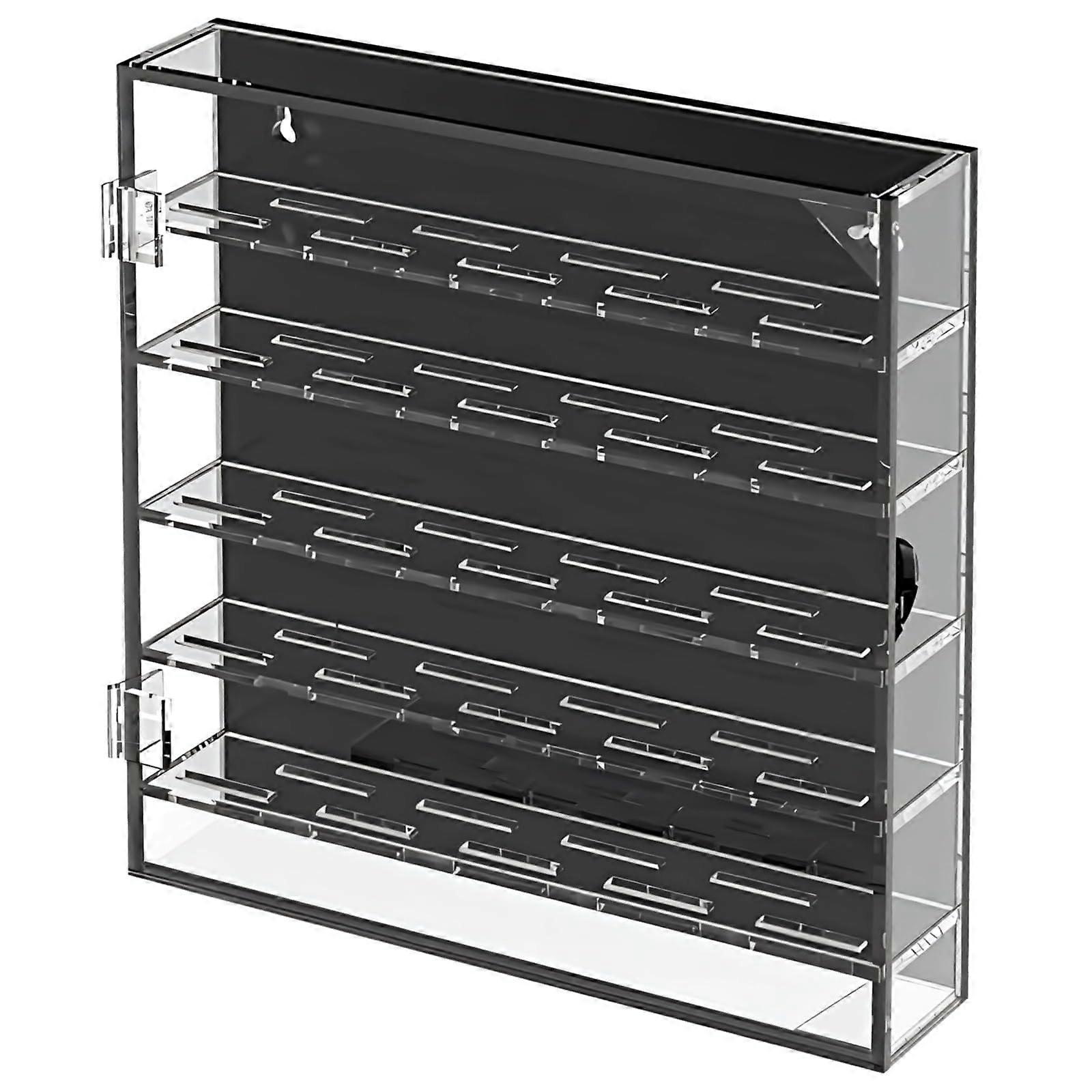 5-Layer Acrylic Coin Display Case with Hinged Door and Removable Slot Dividers for Home, Office, or Desk Storage