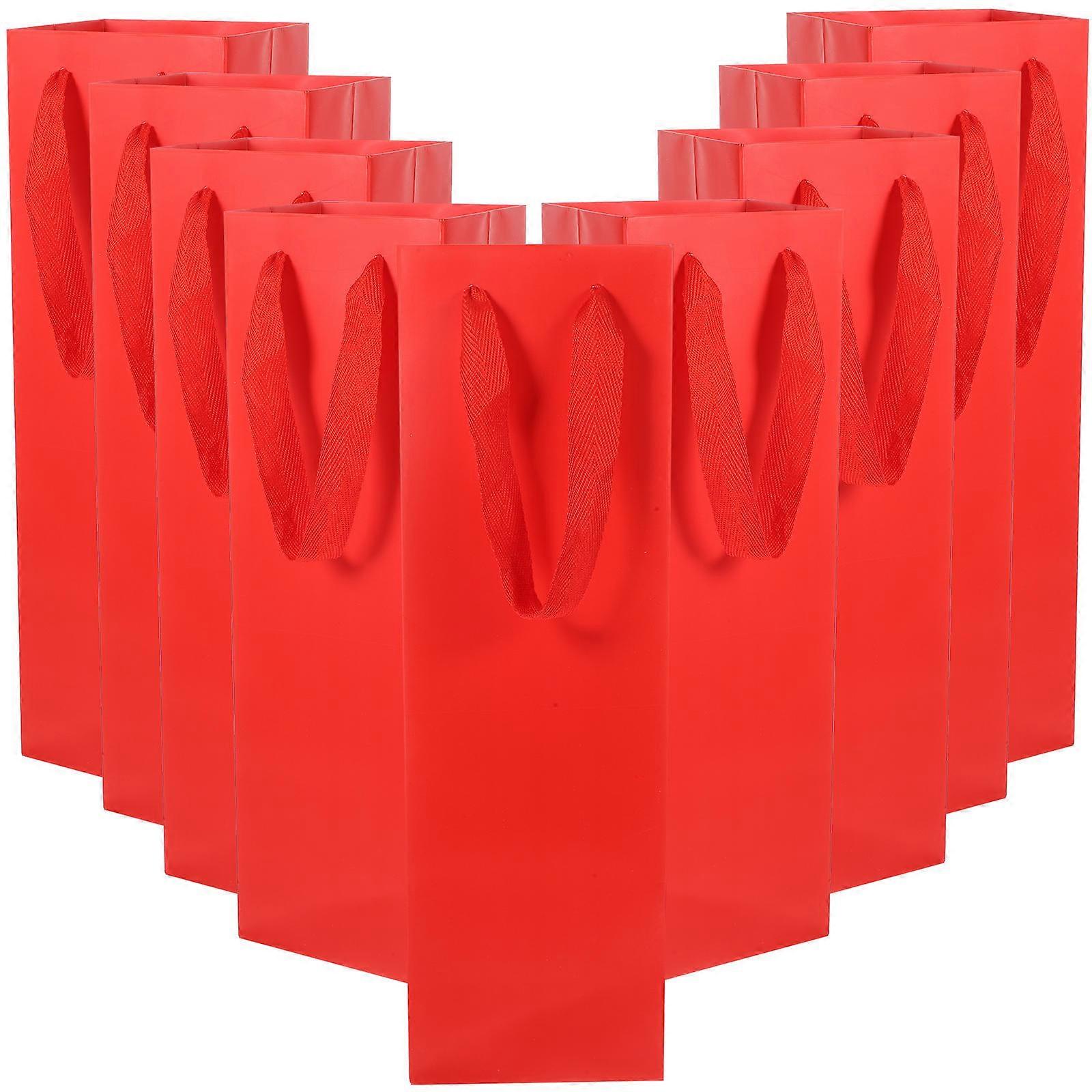 Elegant Gift Carrier Bag For Enthusiasts 10Pcs Red Paper Packaging
