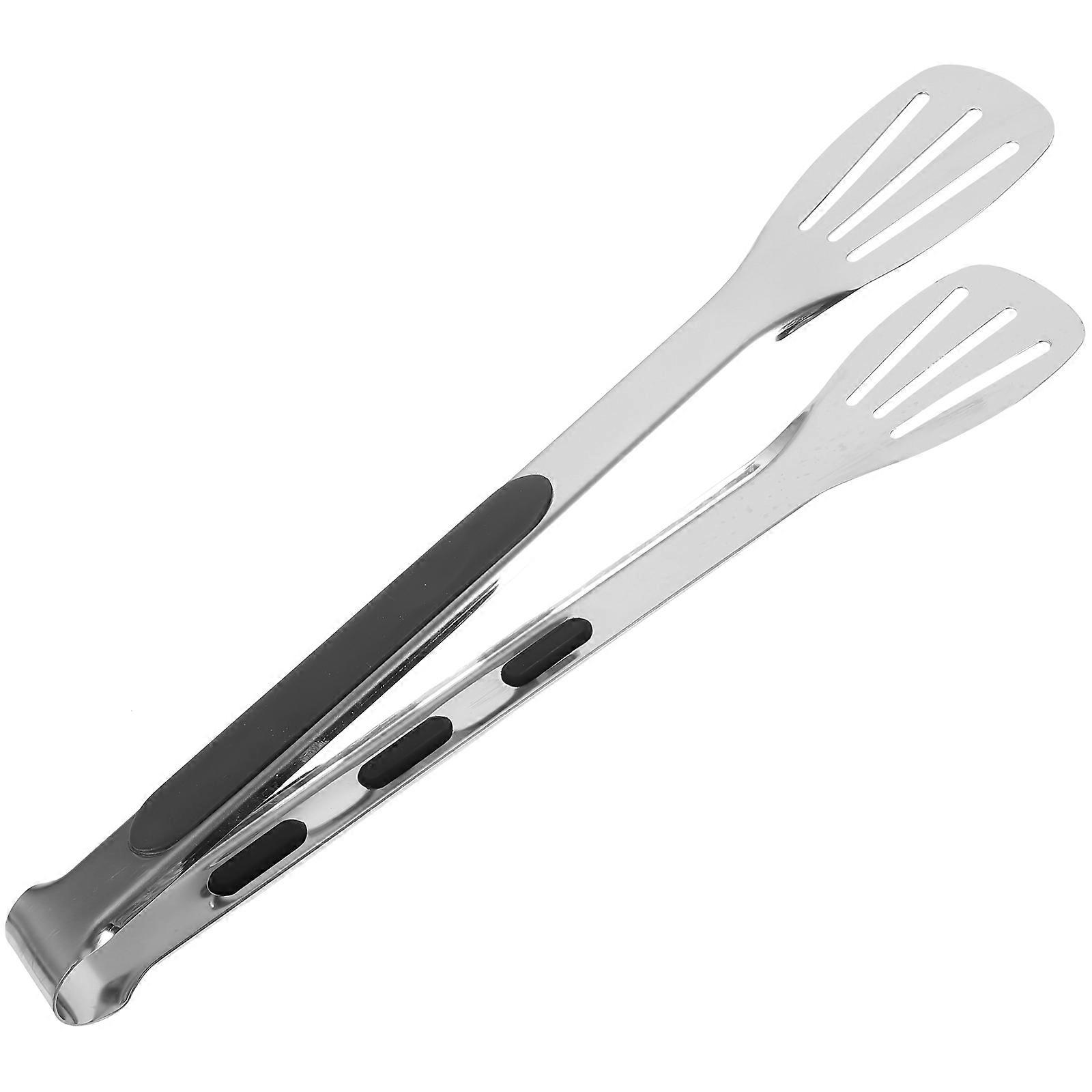 Grilling Tongs Food Serving Kitchen Accessory Long Handle Black 1 Set