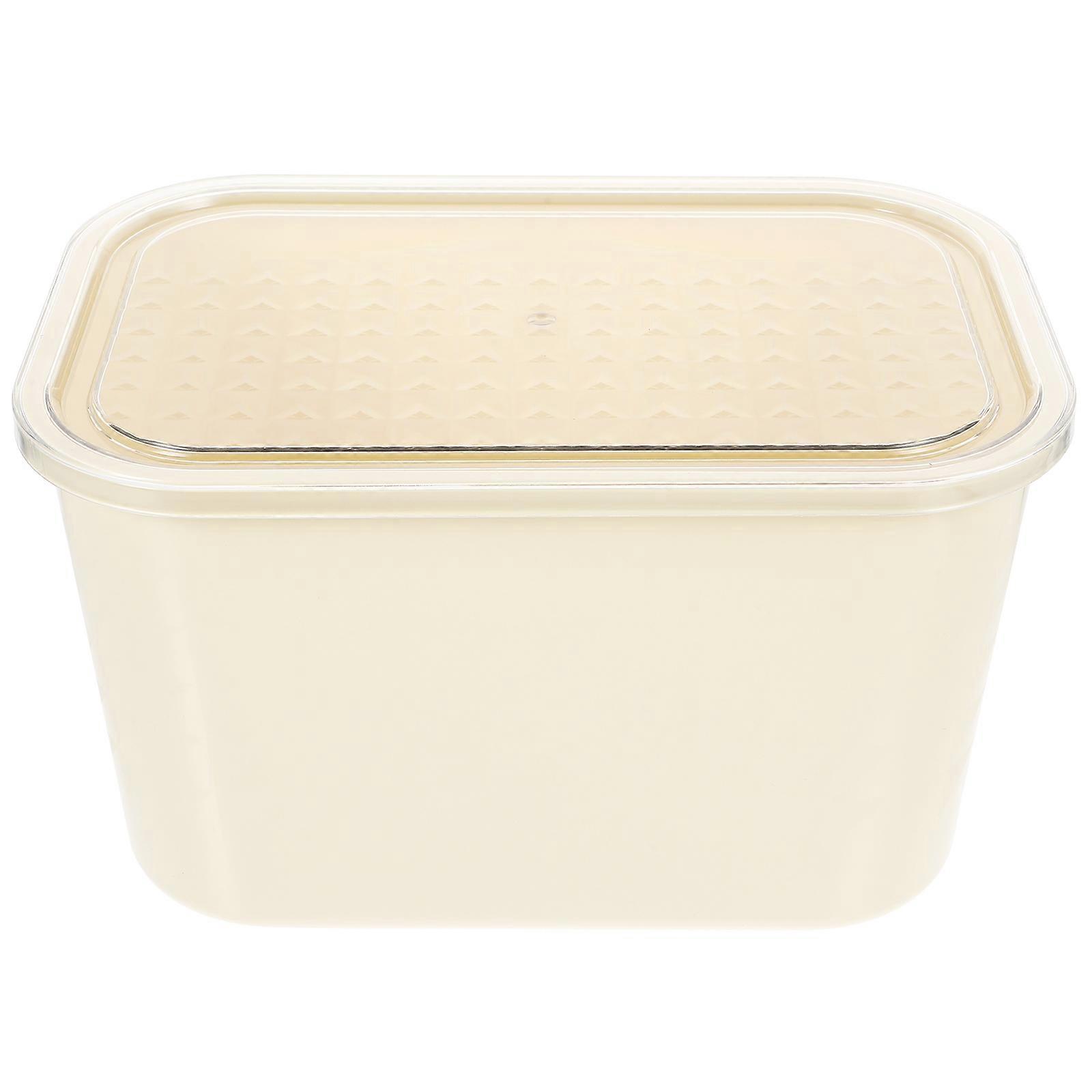 Clear Book Storage Container with Lid – Desktop Organization Box for Books, Makeup & Accessories – Cream/Yellow Medium Size for Bedroom & Office Use
