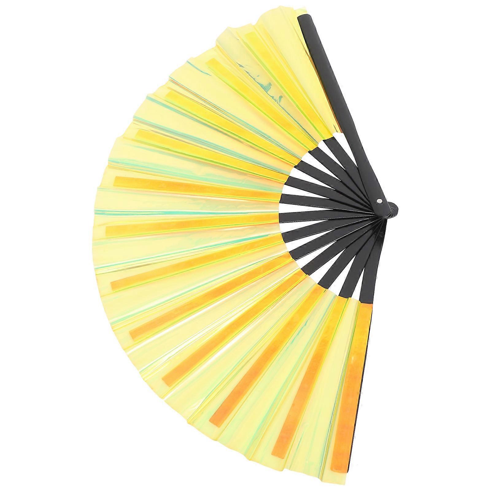Golden PVC Handheld Folding Fan for Women with Design and Easy Storage 12.5 x 25 inches