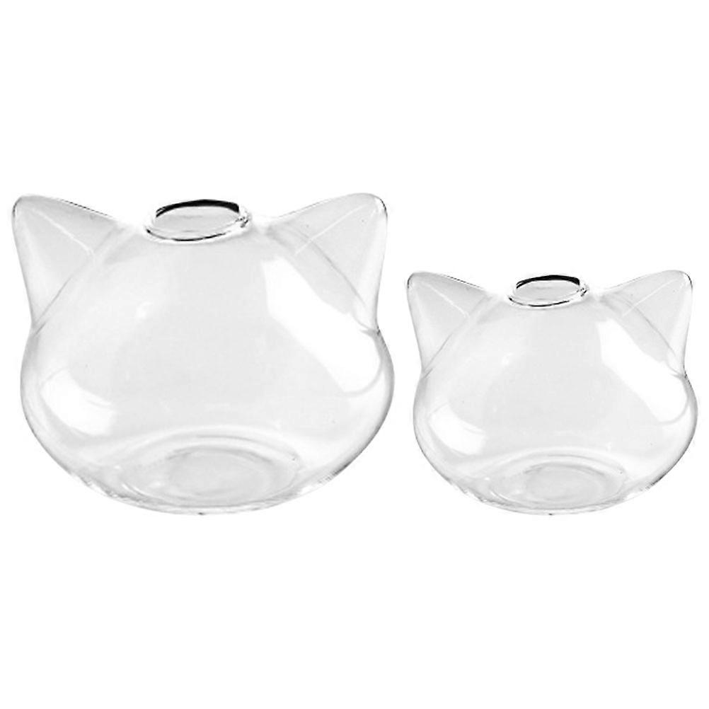 Decorative Vase Cat Hydroponic Container For Desktop 10x9cm Transparent Design 2Pcs