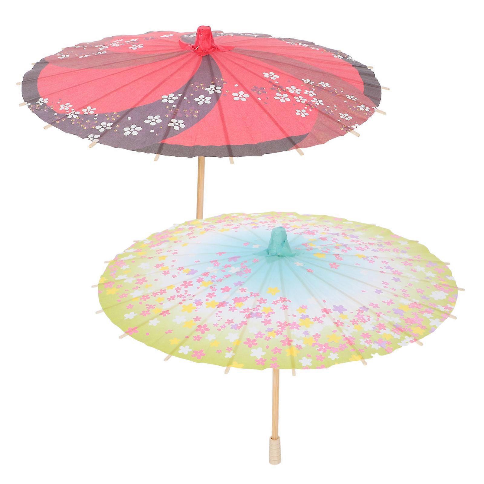 Japanese Style Paper Umbrella for Decoration Made of Synthetic Material with Assorted Colors 2 Pieces