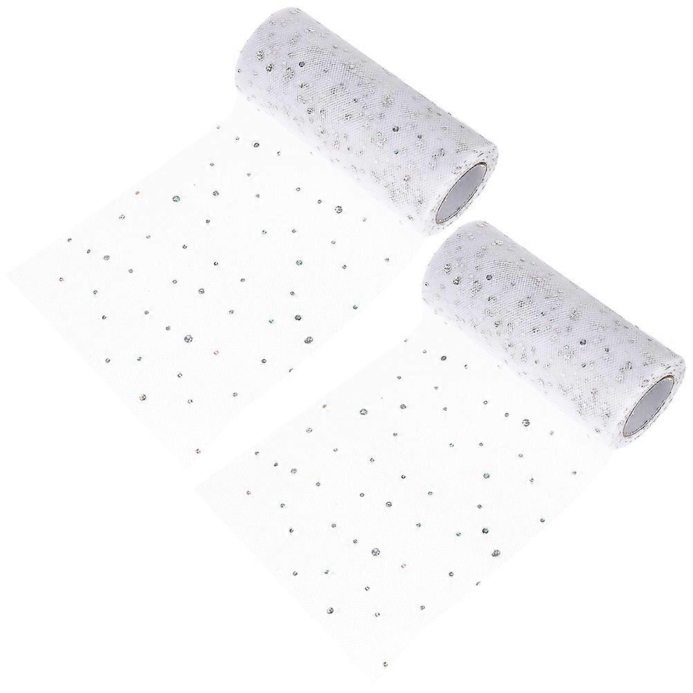 White Glitter Mesh Tulle Fabric Roll for Crafting 2 Rolls DIY Material