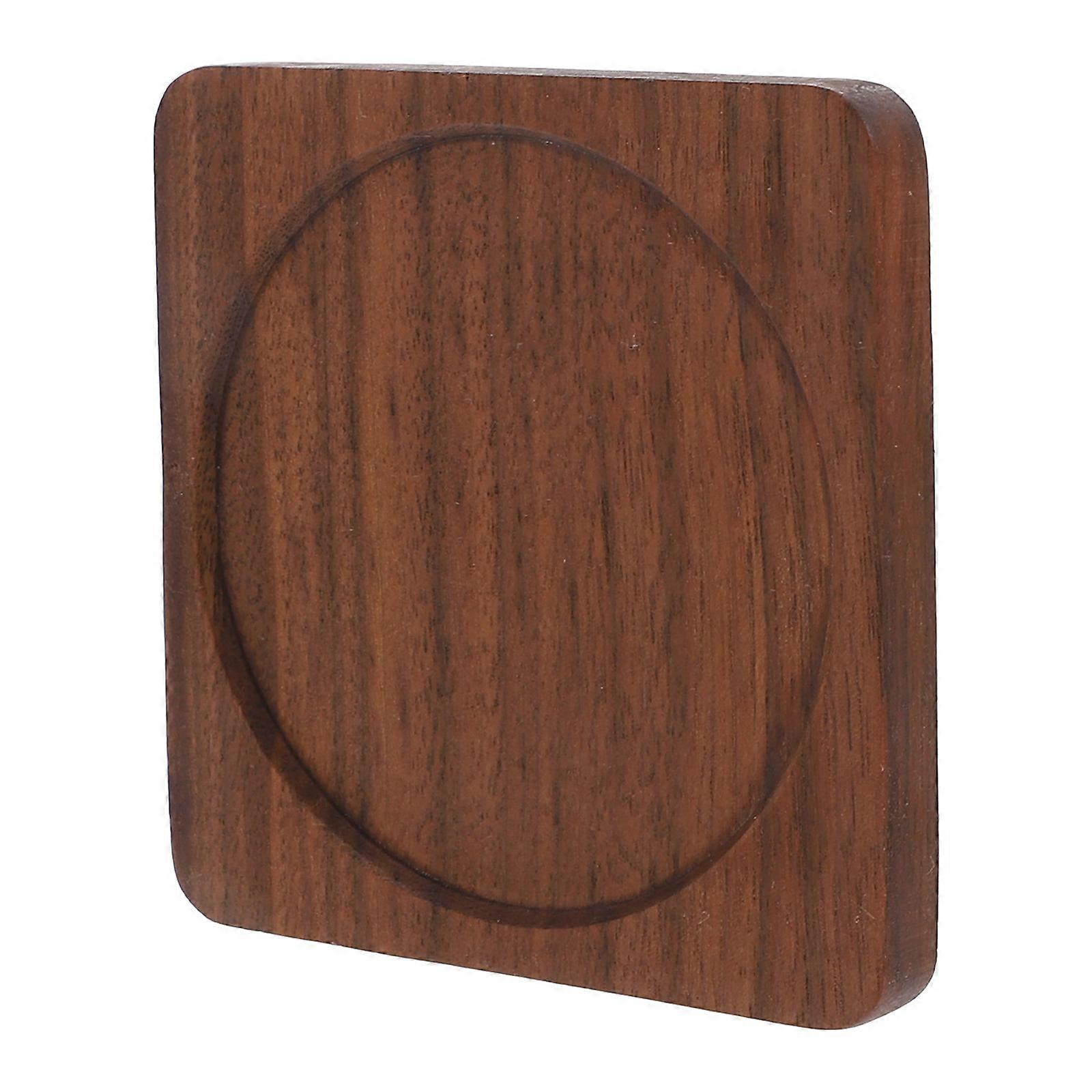 Wooden Coaster Set, Simple Heat Isolating Cup Mat for Home, Bar, or Restaurant – Easy to Clean Walnut Wood Design with Drink Groove