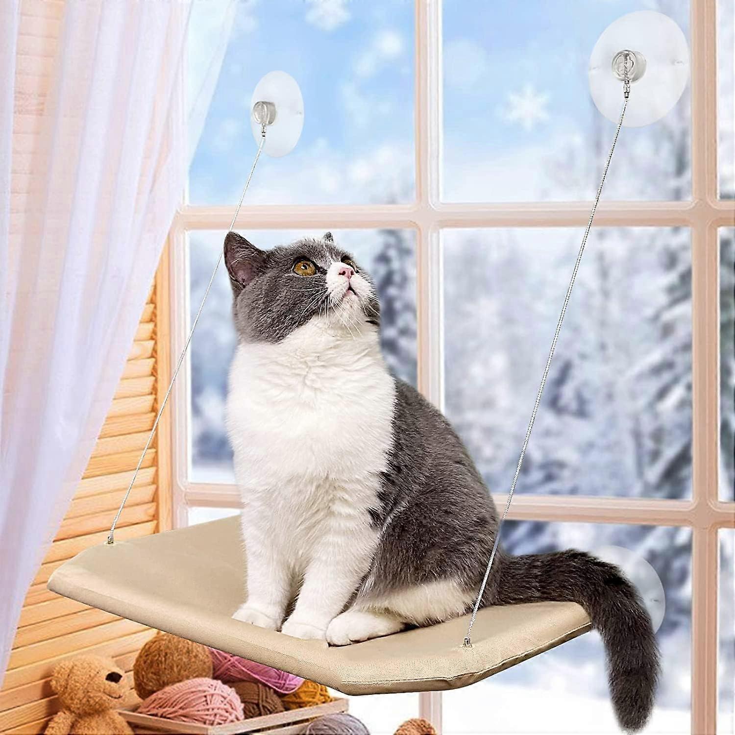 Suction Cup Cat Hammock, Powerful Suction Cups Easy To Clean Safe Detachable (Up to 50 lbs) - 12.99" x 7.87" x 1.96"