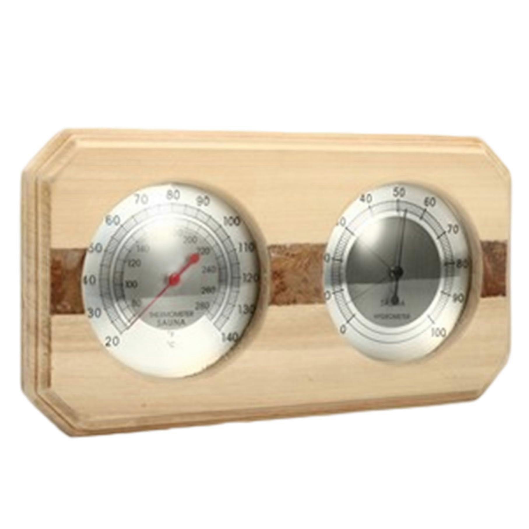Sauna Thermometer and Hygrometer Wooden 2 in 1 Device for Accurate Temperature and Humidity in Steam Baths